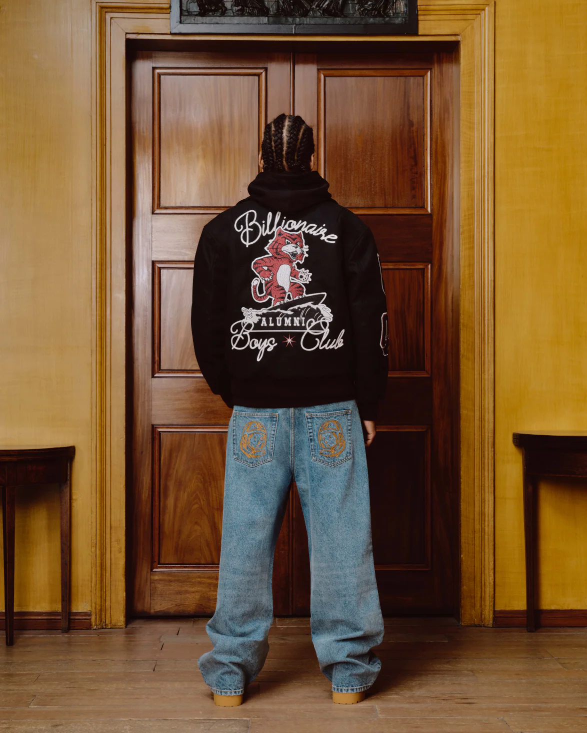 ALUMNI COLLARED VARSITY JACKET - BLACK - Image 4