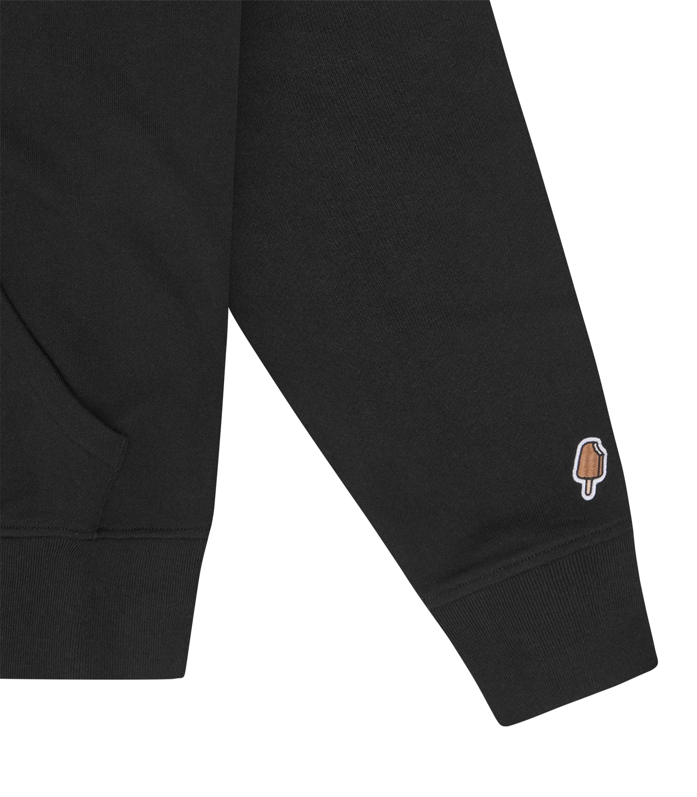 APPLIQUE JUMBO RUNNING DOG POPOVER HOOD - BLACK - Image 4