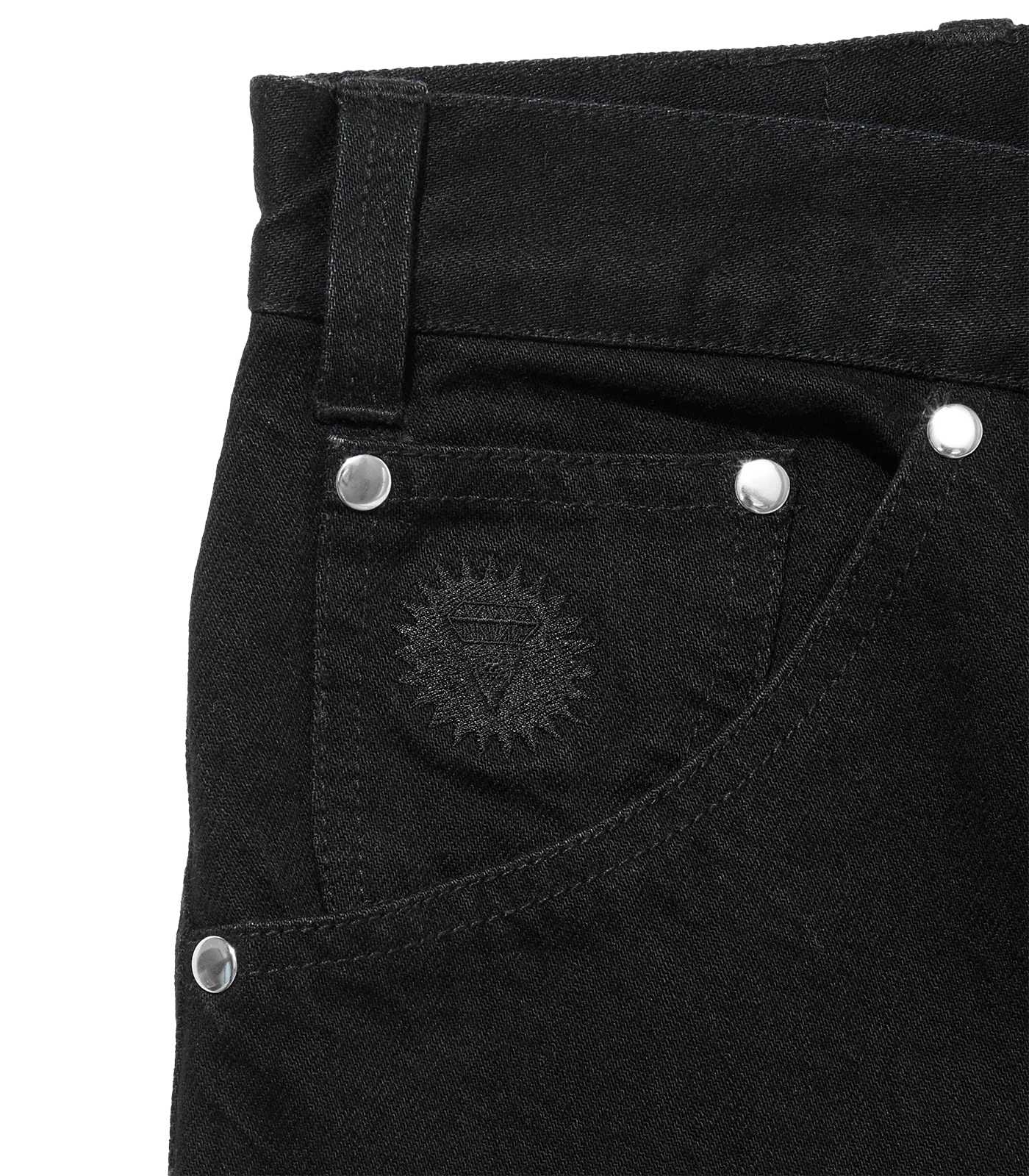 APPLIQUE LOGO BUGGY DENIM PANTS - BLACK - Image 3