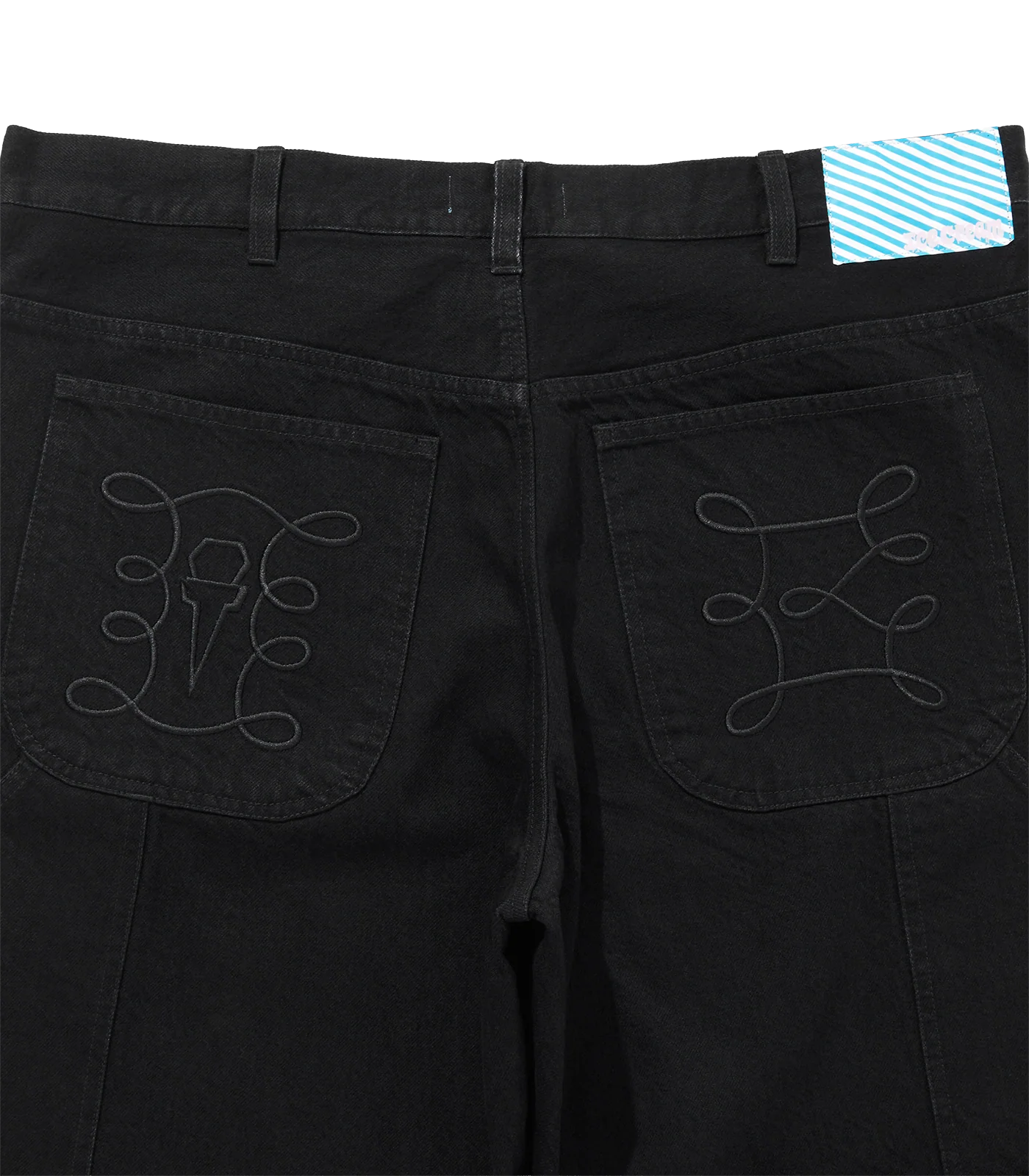 APPLIQUE LOGO BUGGY DENIM PANTS - BLACK - Image 4