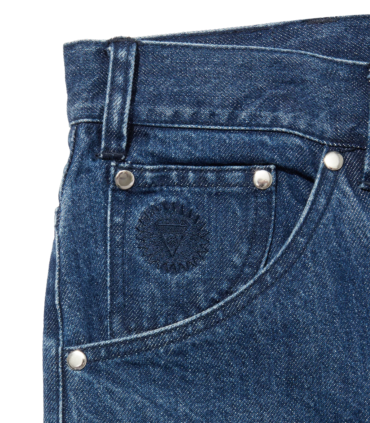APPLIQUE LOGO BUGGY DENIM PANTS - BLUE - Image 3