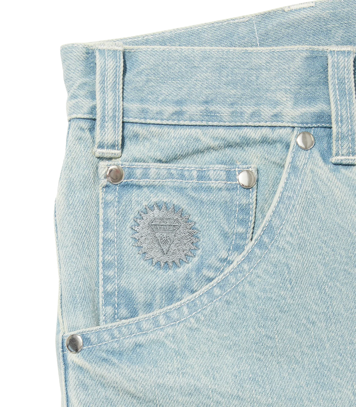 APPLIQUE RUNNING DOG BUGGY DENIM PANTS - LIGHT BLUE - Image 3