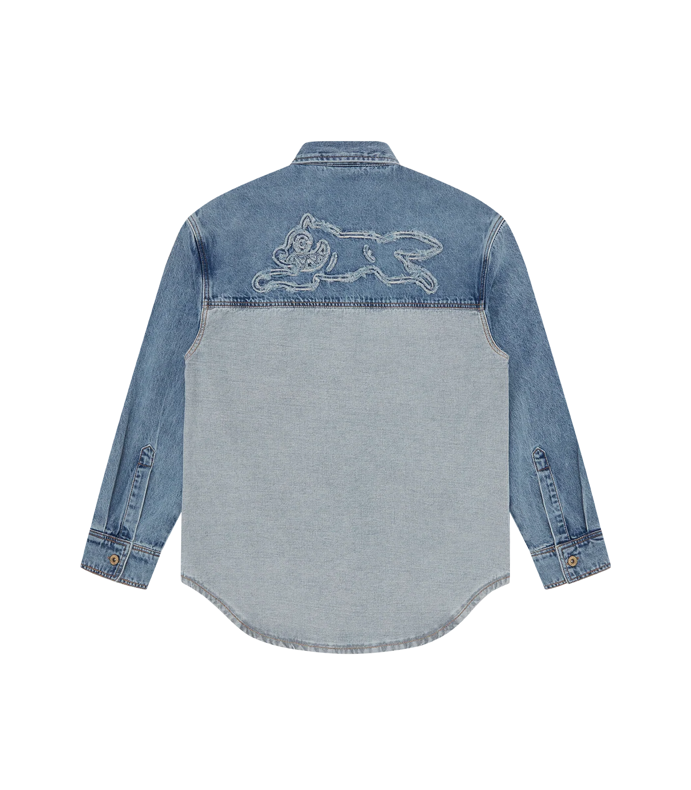 APPLIQUE RUNNING DOG DENIM SHIRT - LIGHT WASH BLUE - Image 2