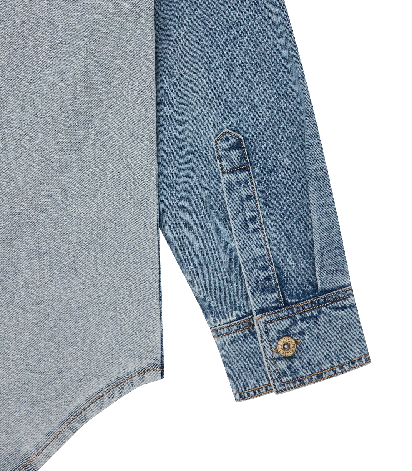 APPLIQUE RUNNING DOG DENIM SHIRT - LIGHT WASH BLUE - Image 5