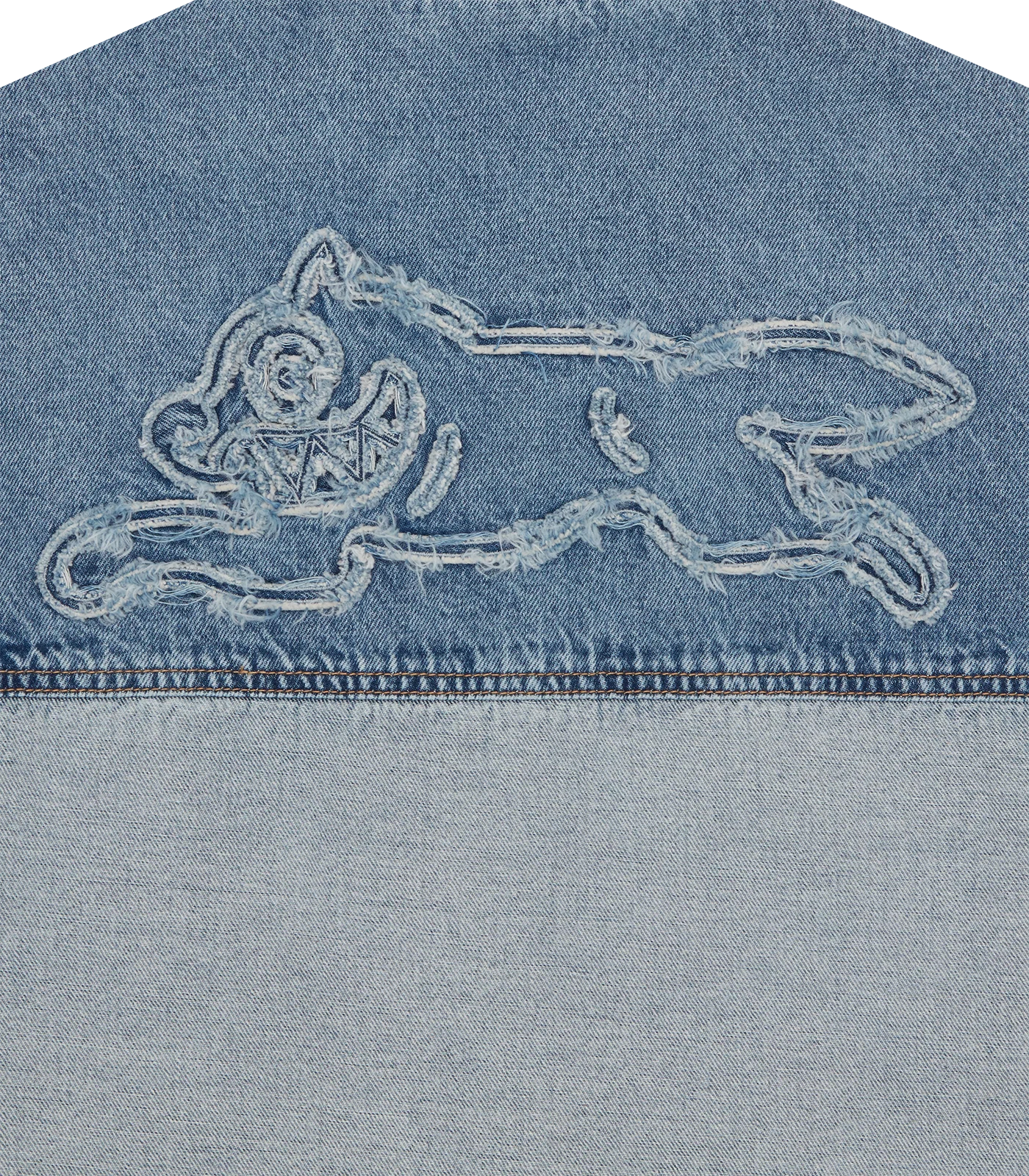 APPLIQUE RUNNING DOG DENIM SHIRT - LIGHT WASH BLUE - Image 6