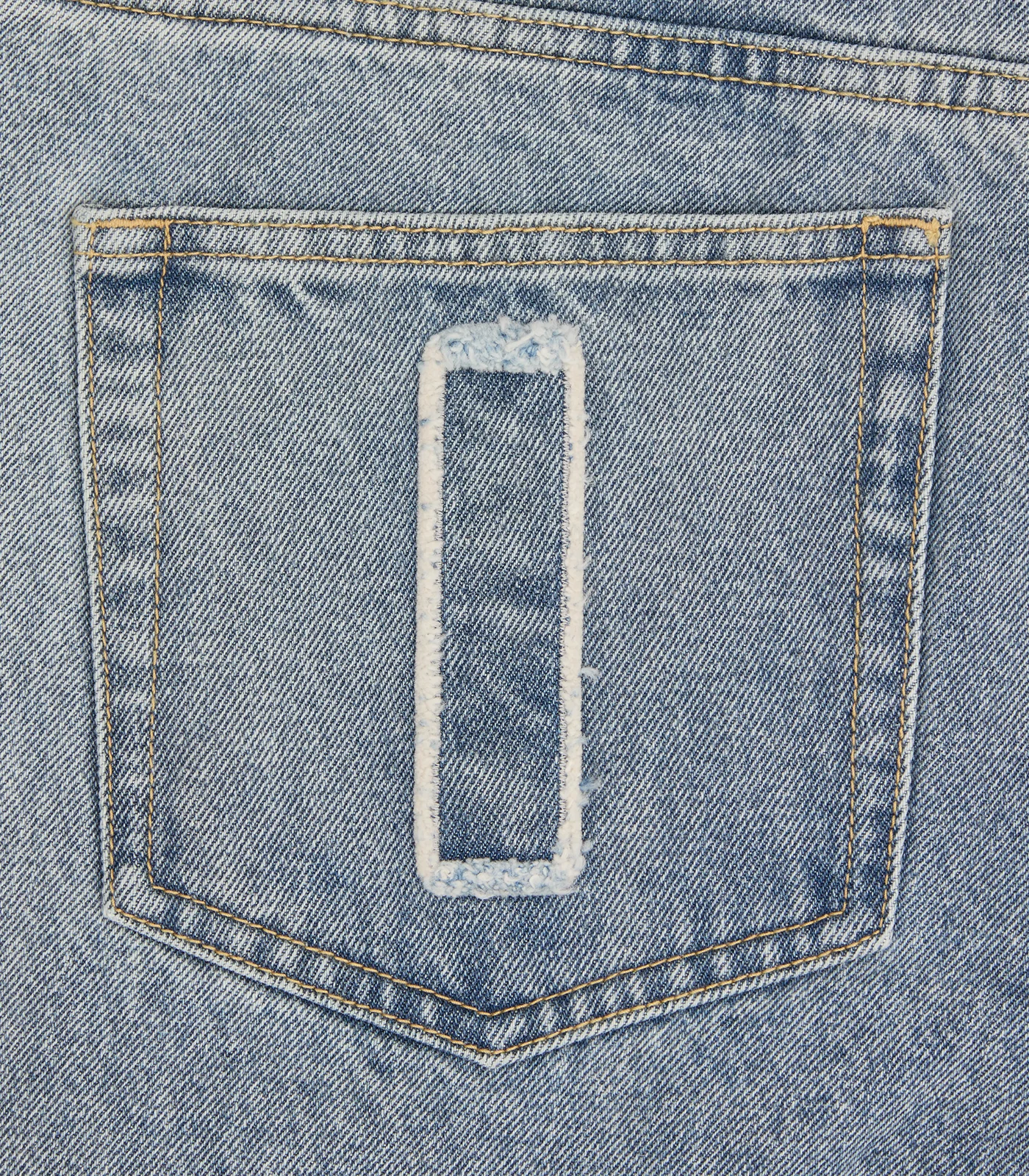 APPLIQUE RUNNING DOG DOUBLE SCOOP DENIM PANTS - LIGHT WASH BLUE - Image 7