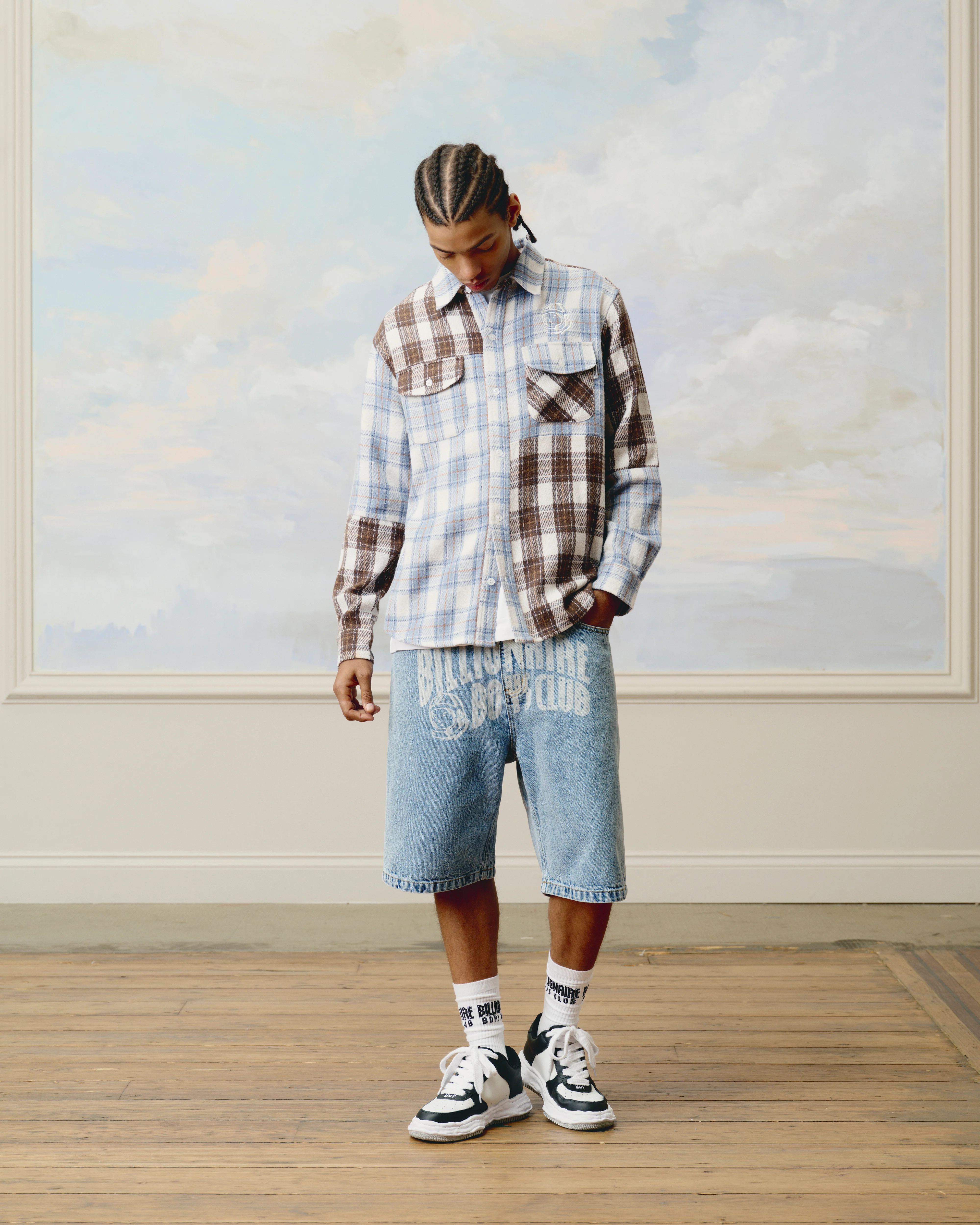 ARCH LOGO PATCHWORK CHECK SHIRT - BROWN/BLUE CHECK - Image 2