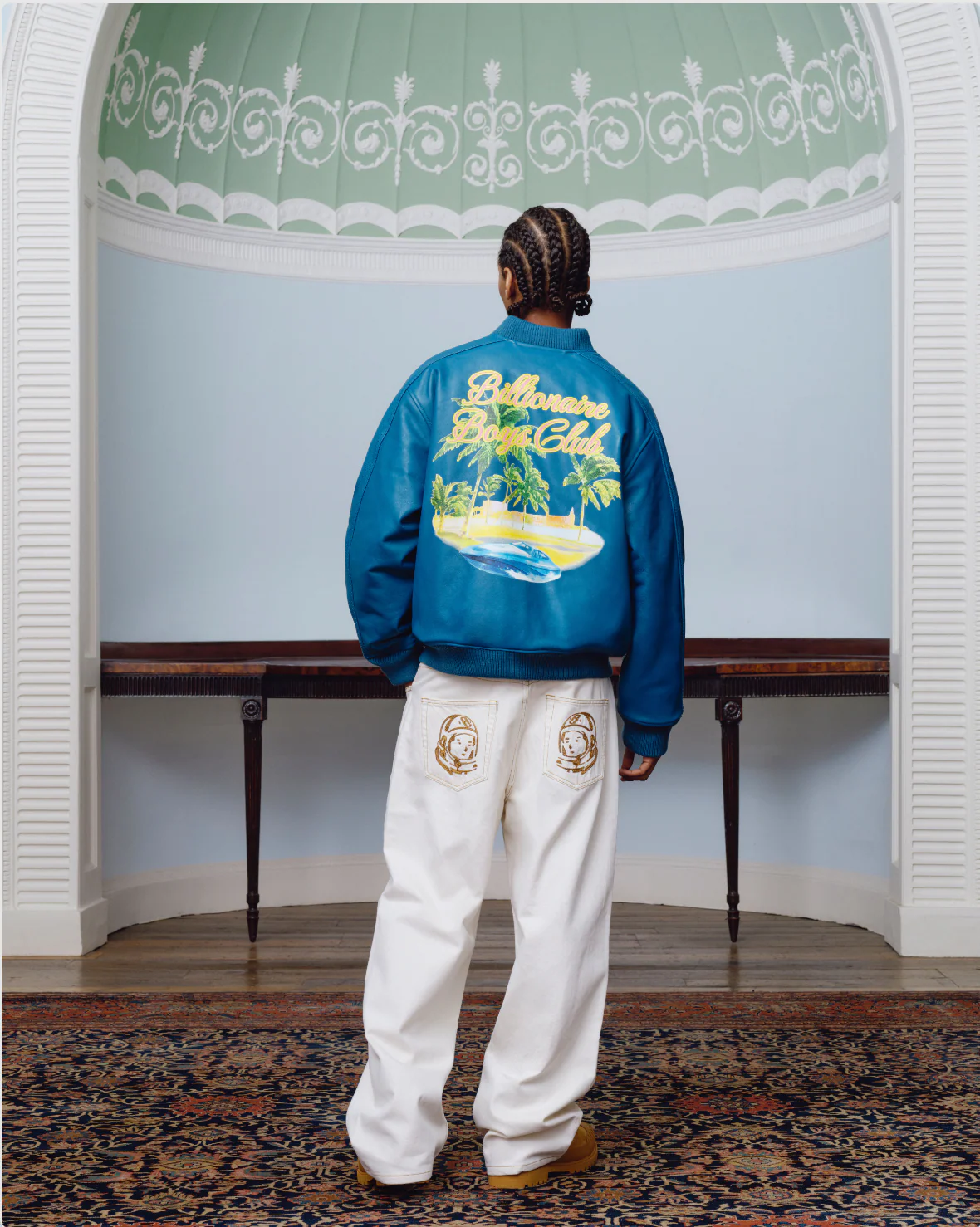 ASTRO LEATHER BOMBER JACKET - TEAL - Image 4