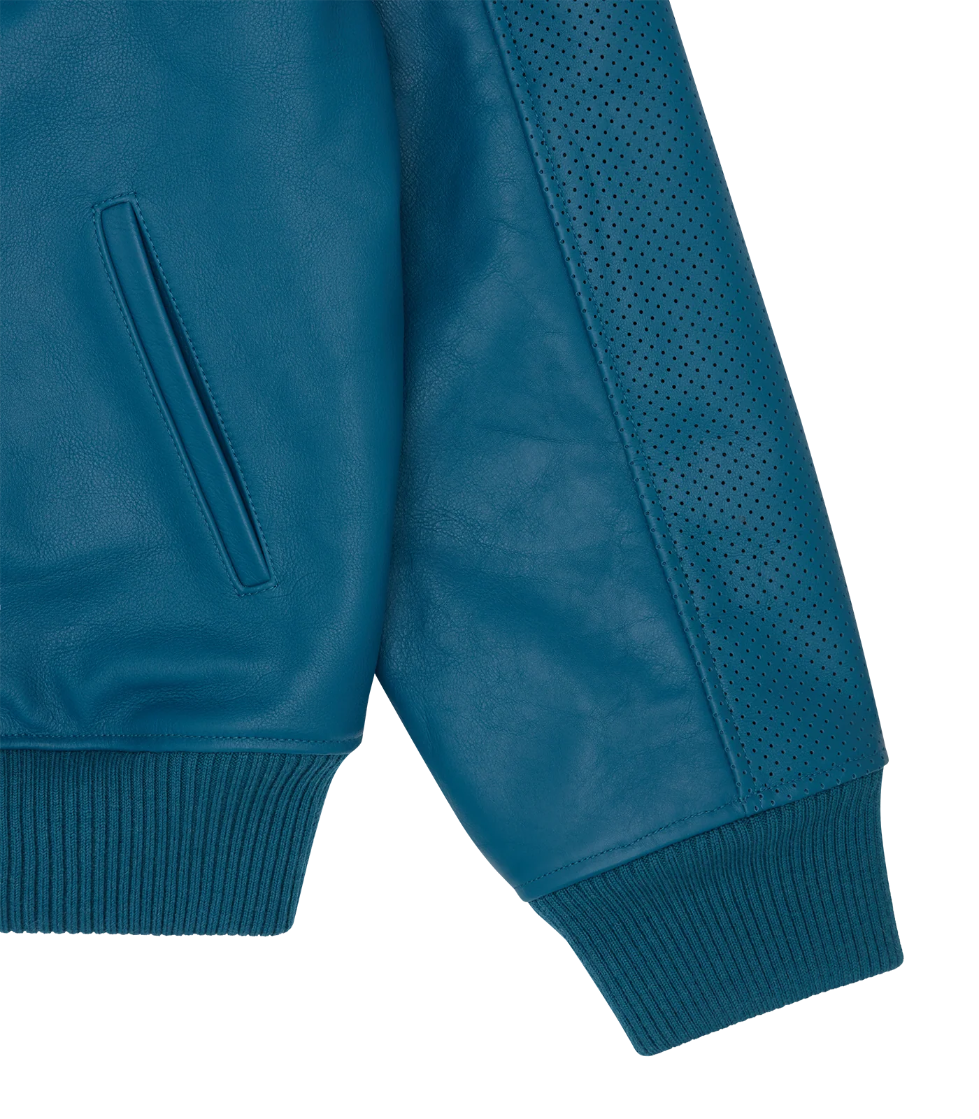 ASTRO LEATHER BOMBER JACKET - TEAL - Image 7