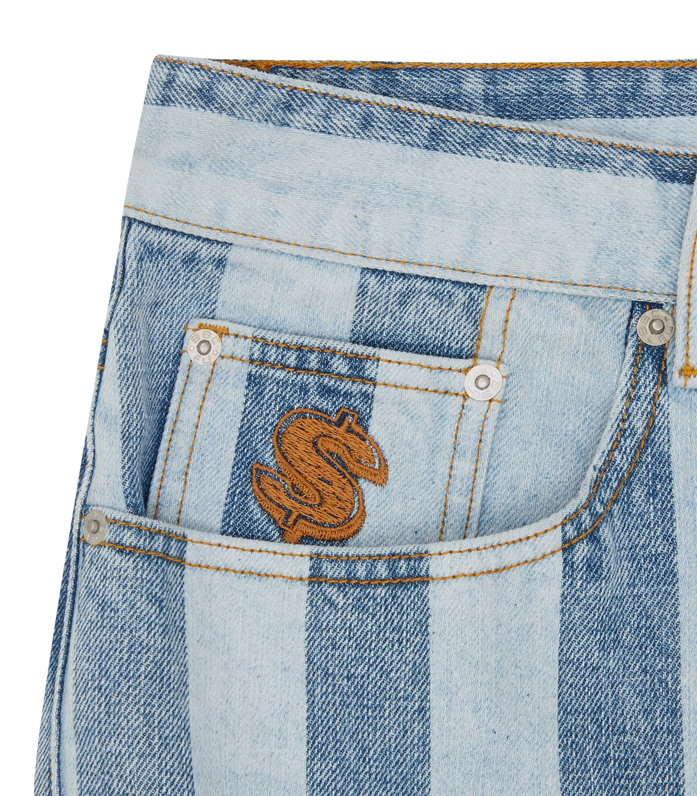 ASTRO STRIPED DENIM SHORTS - LIGHT WASH BLUE - Image 5