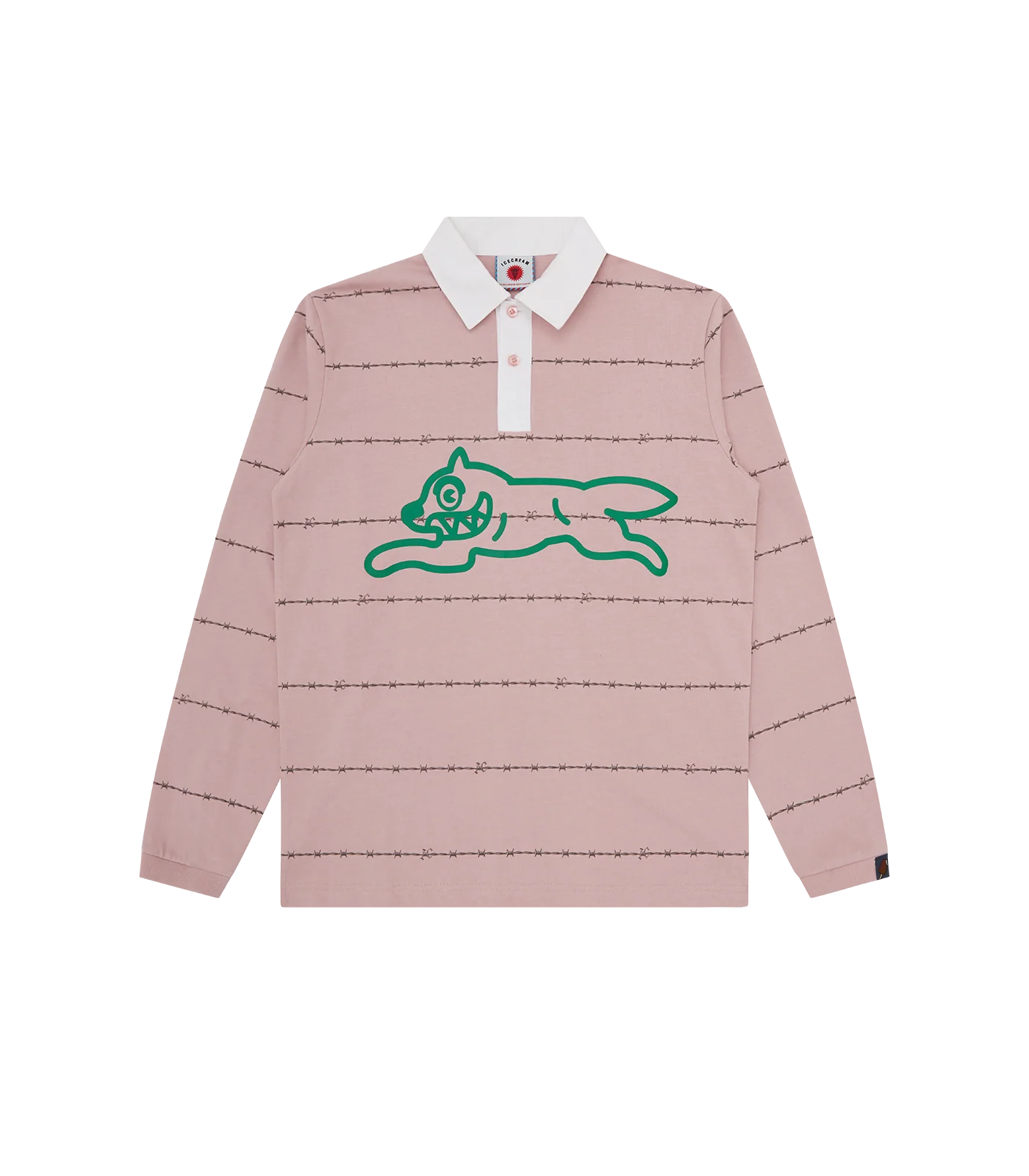 BARBED WIRE RUGBY SHIRT - PALE PINK
