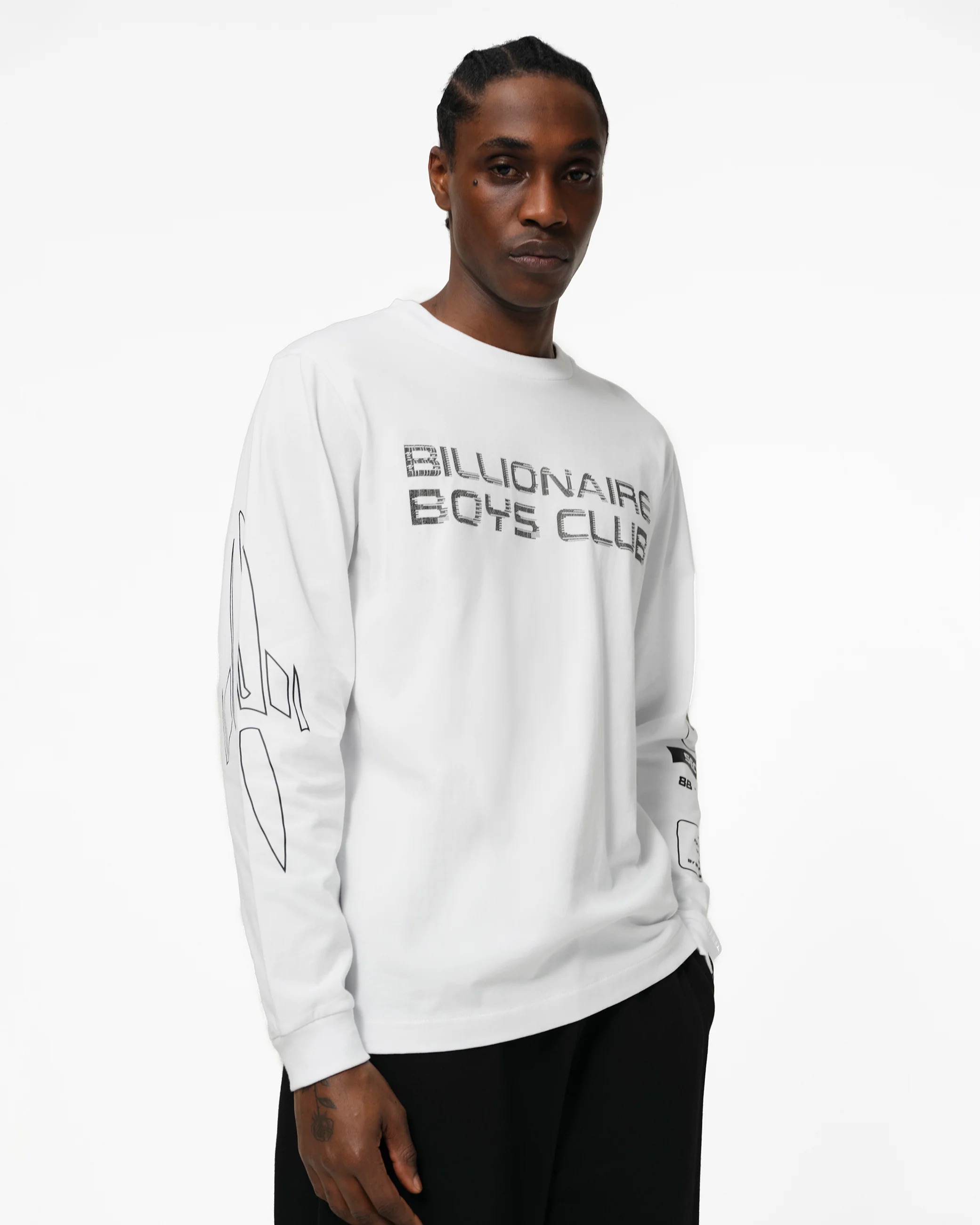 BB ASTRO DIGI LOGO L/S T-SHIRT - WHITE - Image 3