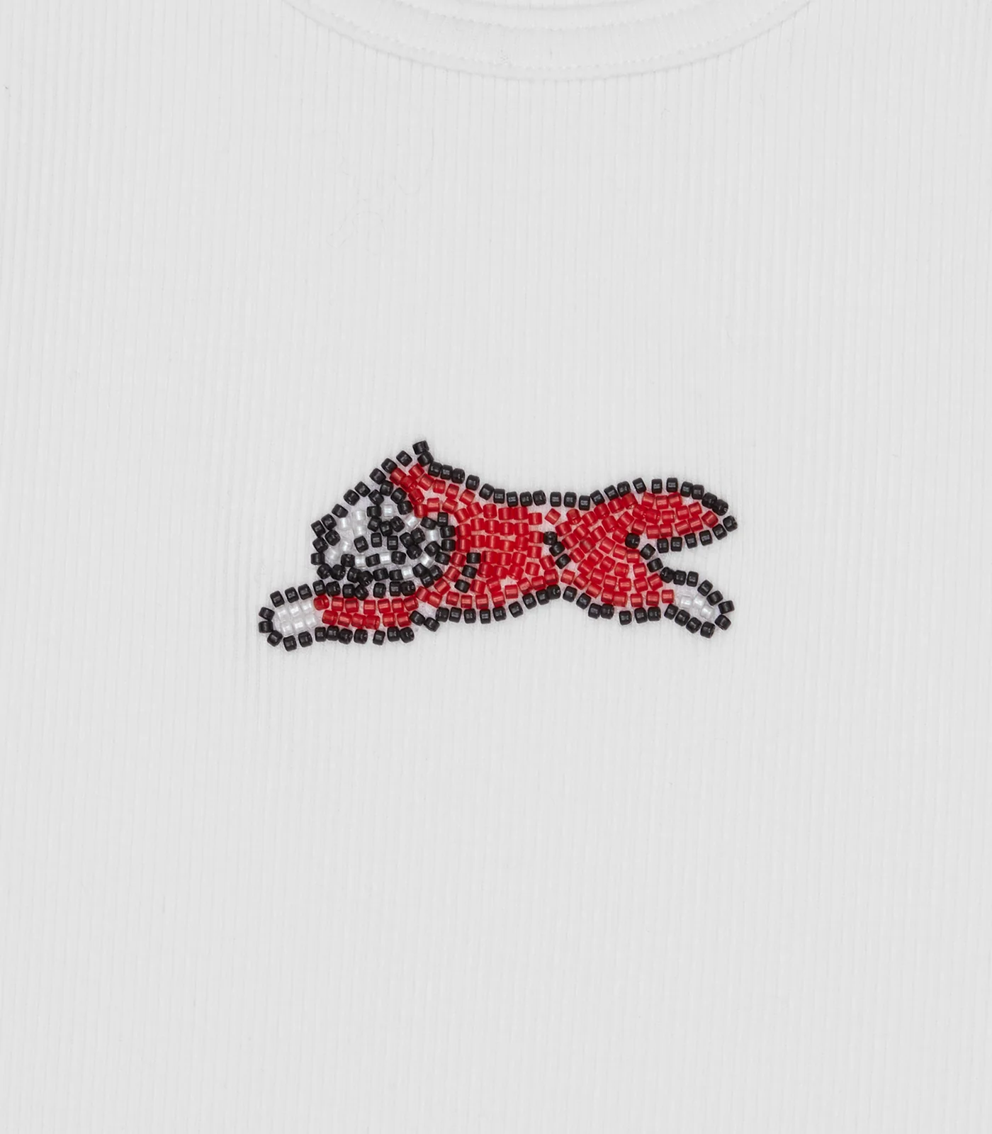 BEADED RUNNING DOG RIBBED VEST TOP - WHITE - Image 4