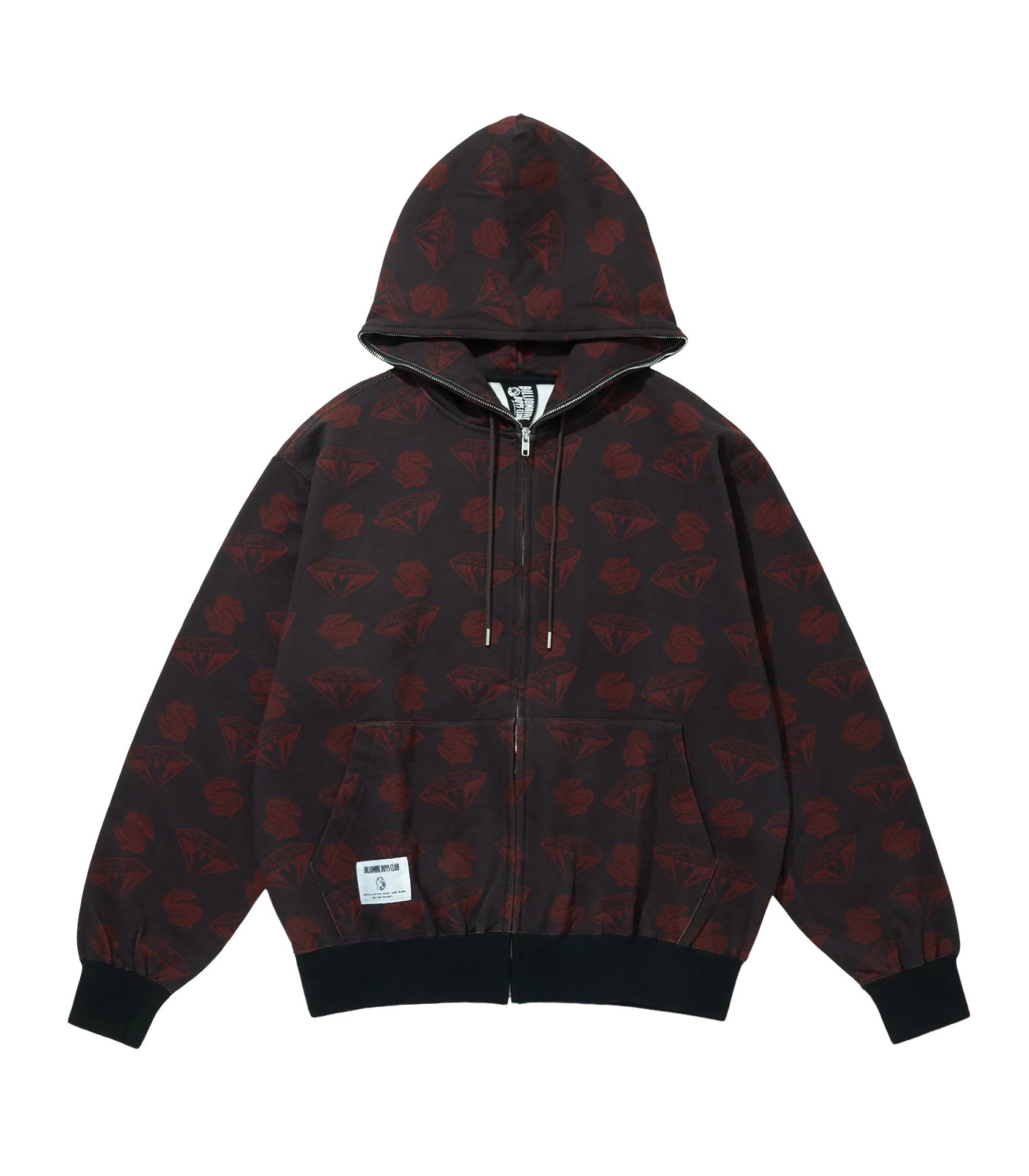 DIAMONDS & DOLLARS FULL ZIP HOOD - BROWN