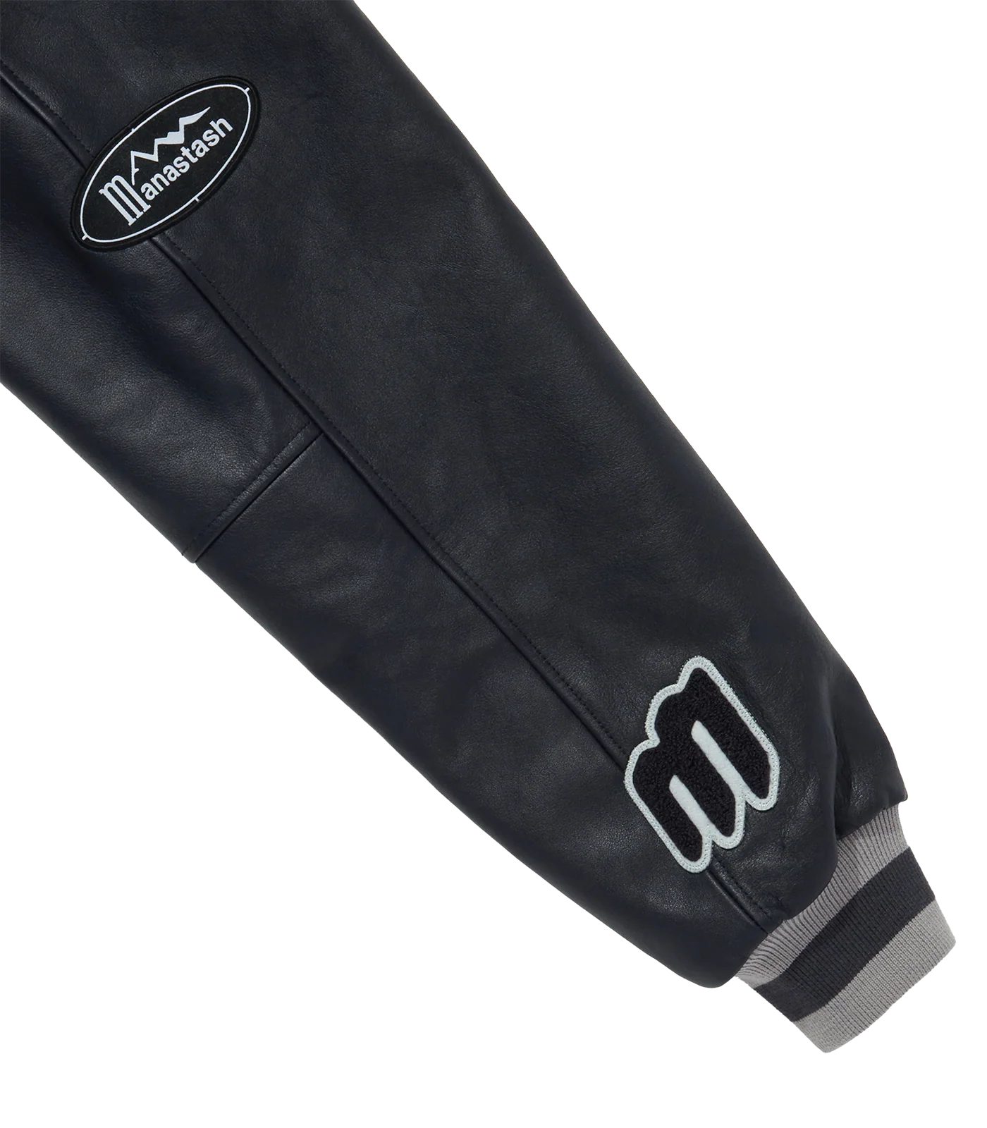 BILLIONAIRE BOYS CLUB X MANASTASH LEATHER SLEEVE JACKET - GREY - Image 6
