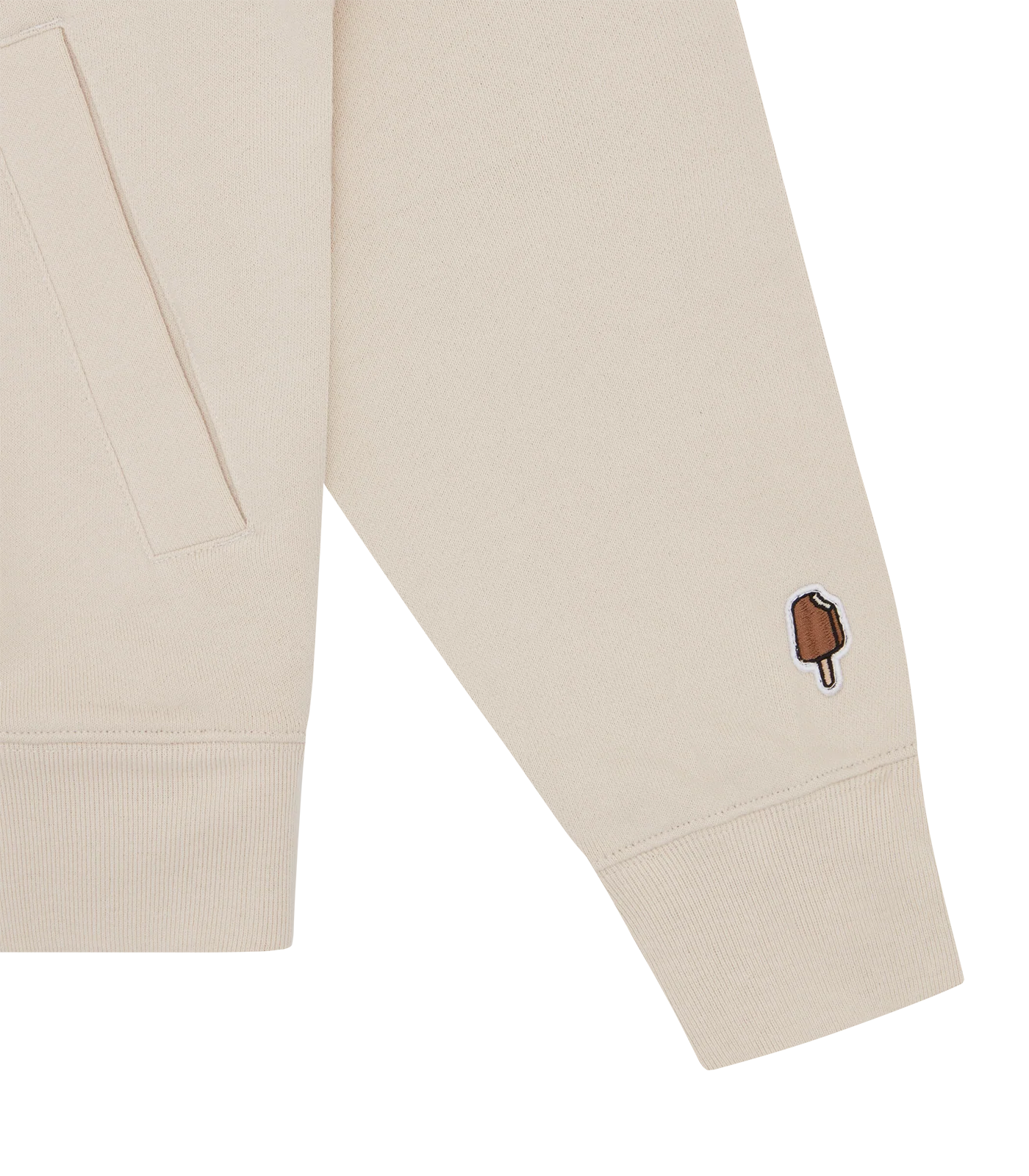 BLOCK LOGO ZIP THROUGH HOOD - STONE - Image 4