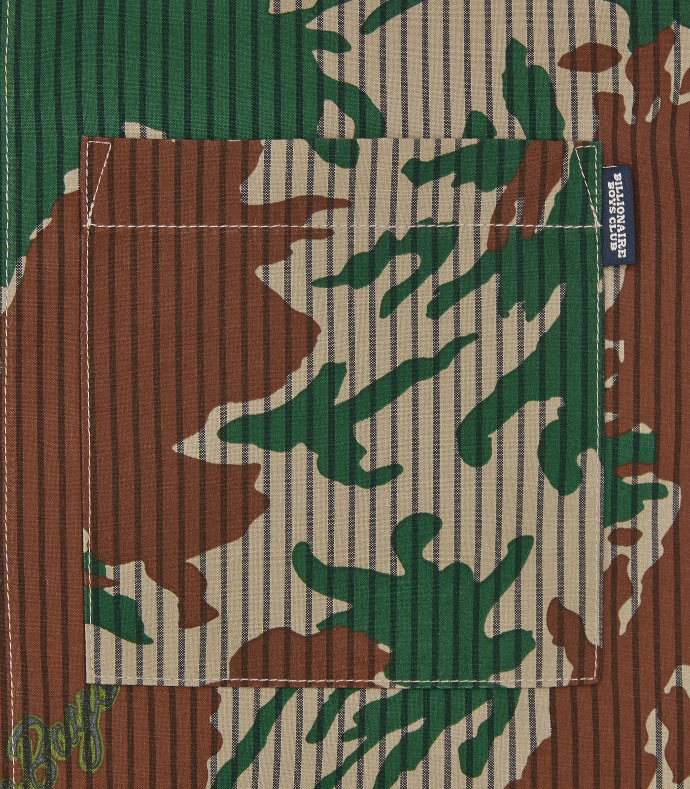 BURST CAMO HALF PRINT POPLIN STRIPE SHIRT - CAMO - Image 4