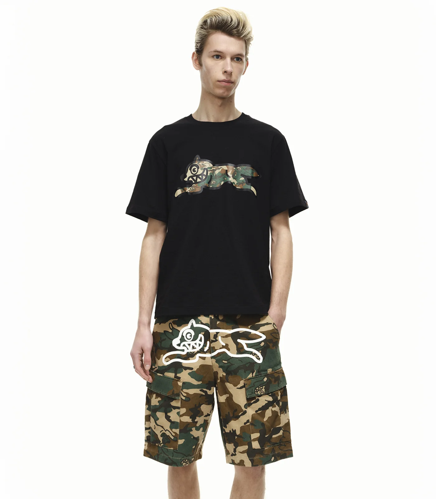 CAMO RUNNING DOG WOODLAND T-SHIRT - BLACK - Image 5