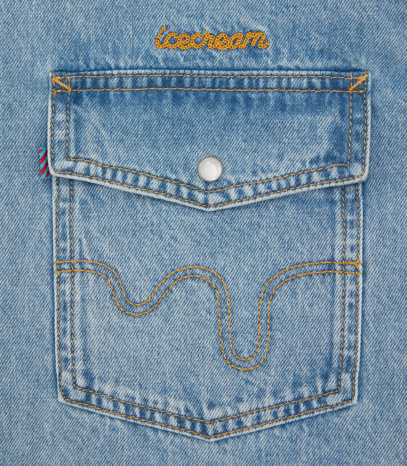 CHAINSTITCH LIGHT WASH DENIM SHIRT - LIGHT WASH BLUE - Image 3