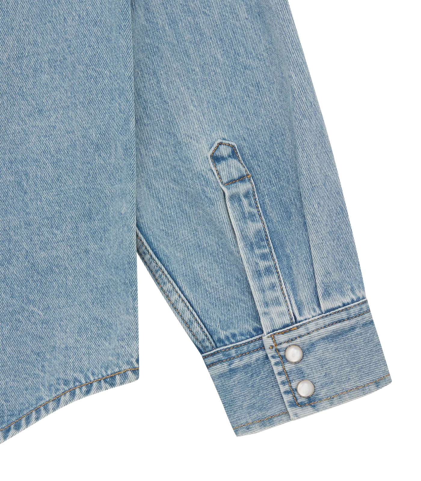 CHAINSTITCH LIGHT WASH DENIM SHIRT - LIGHT WASH BLUE - Image 4