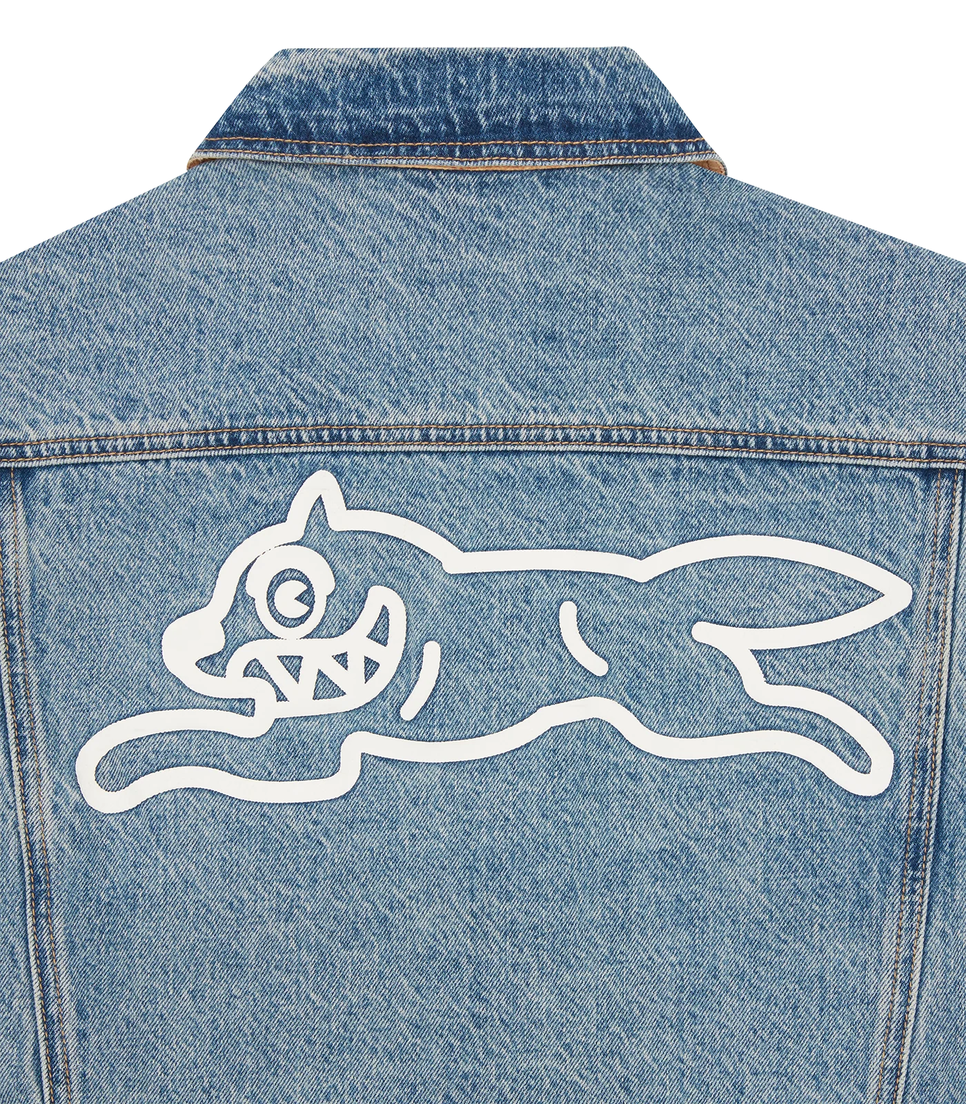 CHECK LINED DENIM TRUCKER JACKET - VINTAGE WASH BLUE - Image 5