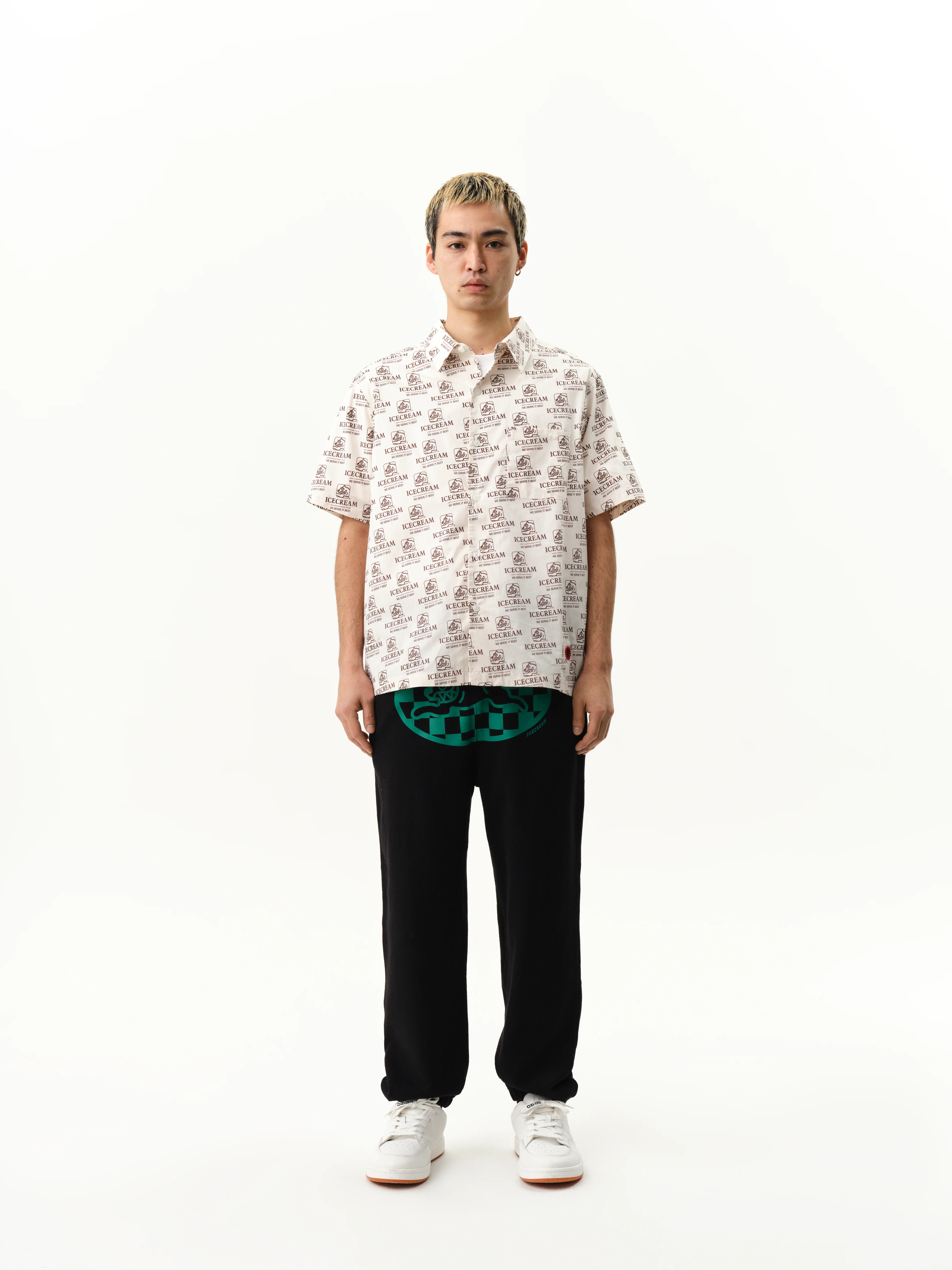 CHECKER RUNNING DOG SWEATPANTS - BLACK - Image 3