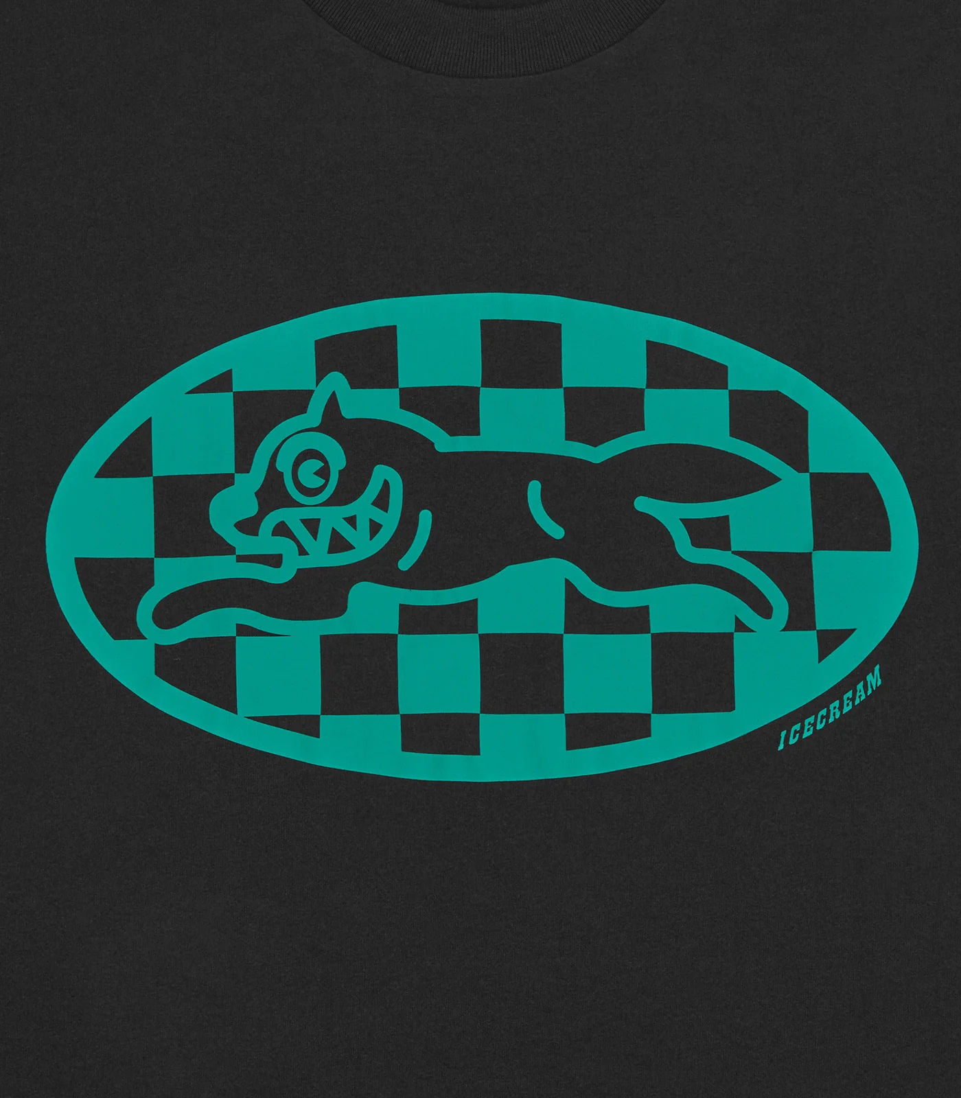 CHECKER RUNNING DOG T-SHIRT - BLACK - Image 3