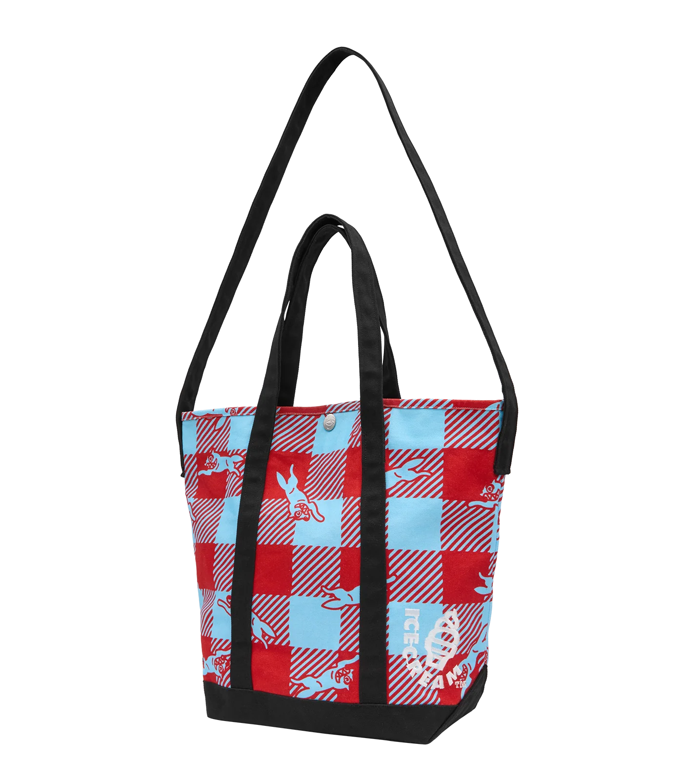 CHECKER RUNNING DOG TOTE BAG - RED/BLUE - Image 2