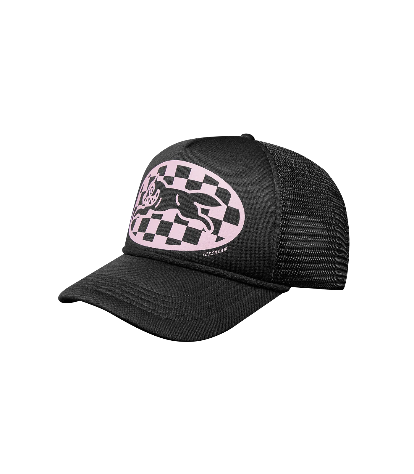 CHECKER RUNNING DOG TRUCKER CAP - BLACK