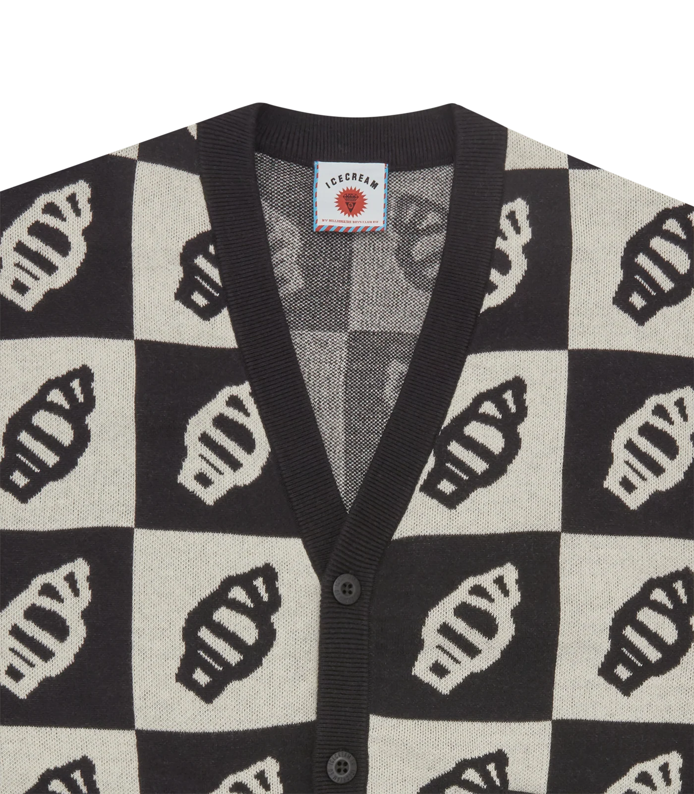 CHECKERBOARD CARDIGAN - BLACK - Image 3