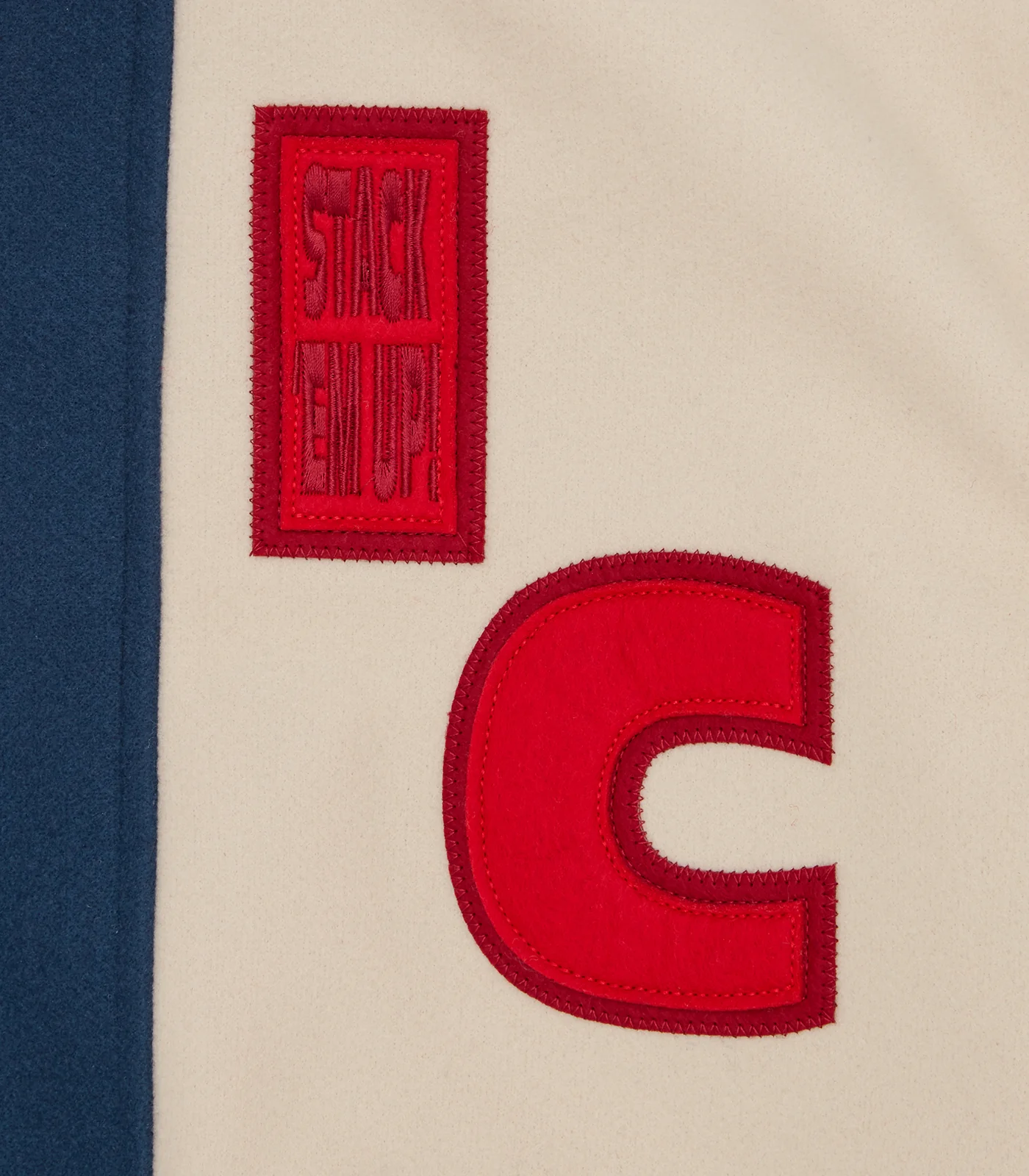 CHECKOUT VARSITY JACKET - ECRU/BLUE - Image 6
