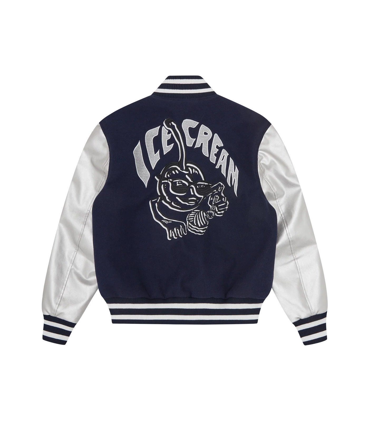 CHERRY VARSITY JACKET - NAVY/SILVER - Image 2
