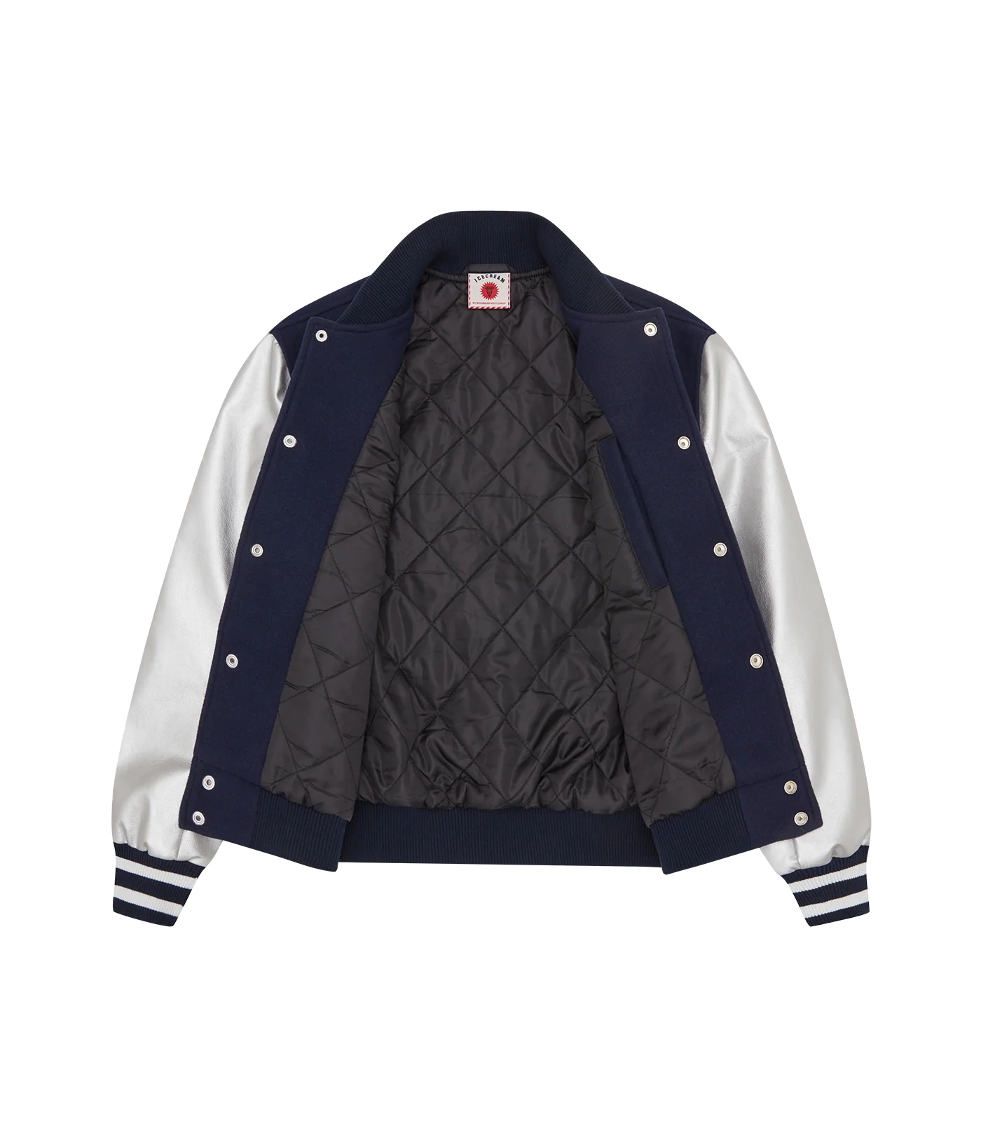 CHERRY VARSITY JACKET - NAVY/SILVER - Image 5