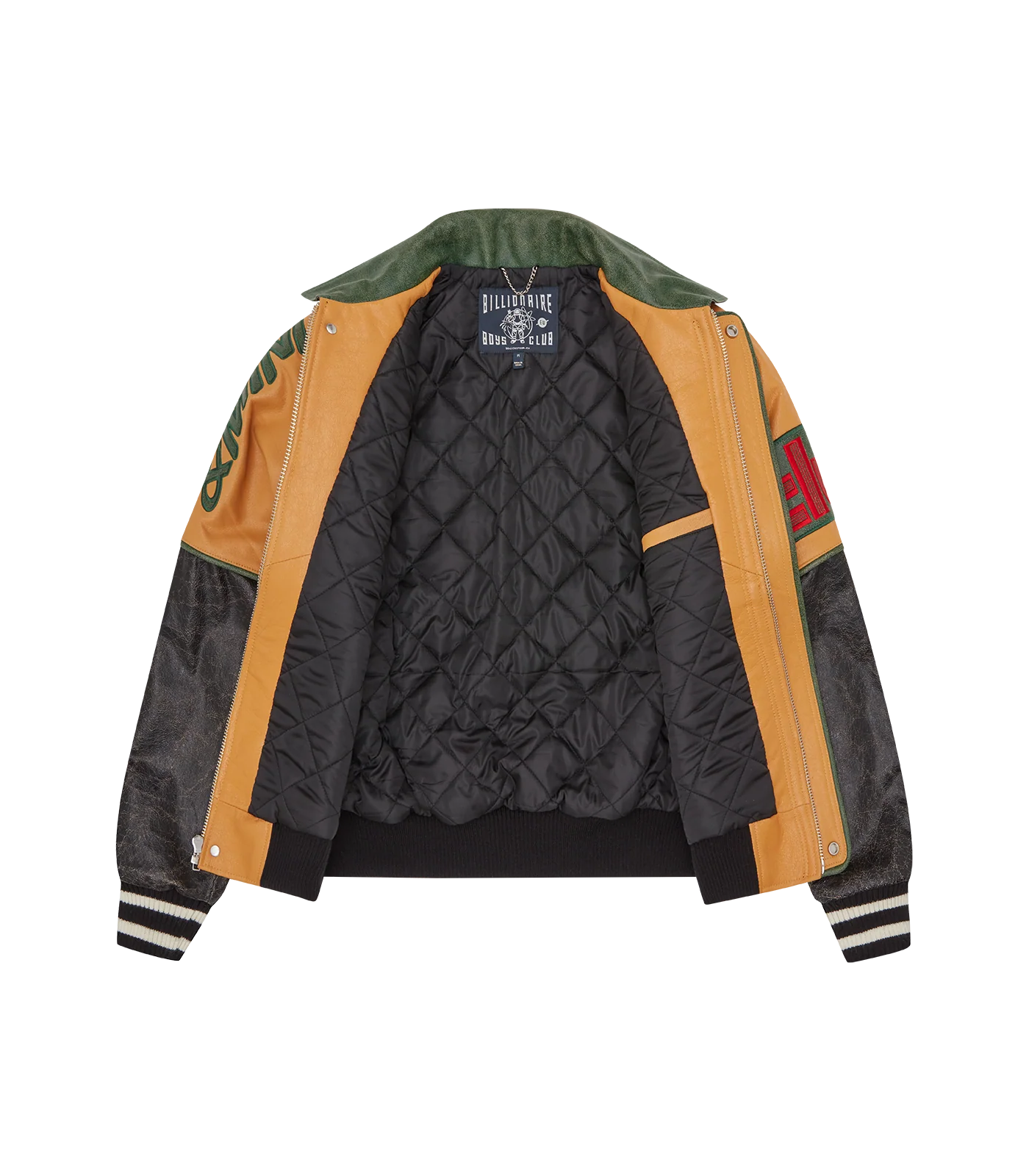 CLUB CRACKED LEATHER VARSITY JACKET - BLACK/YELLOW - Image 5