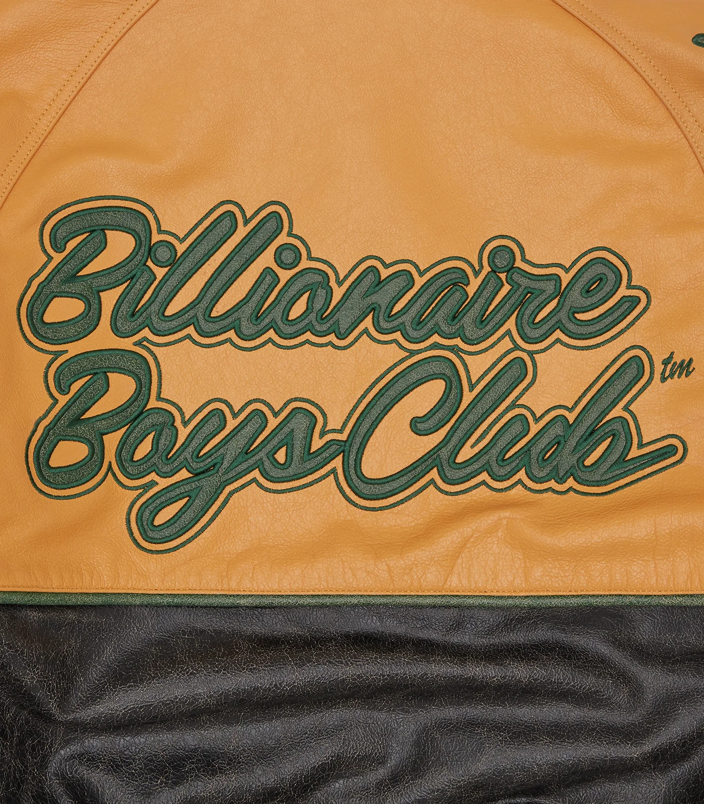 CLUB CRACKED LEATHER VARSITY JACKET - BLACK/YELLOW - Image 9