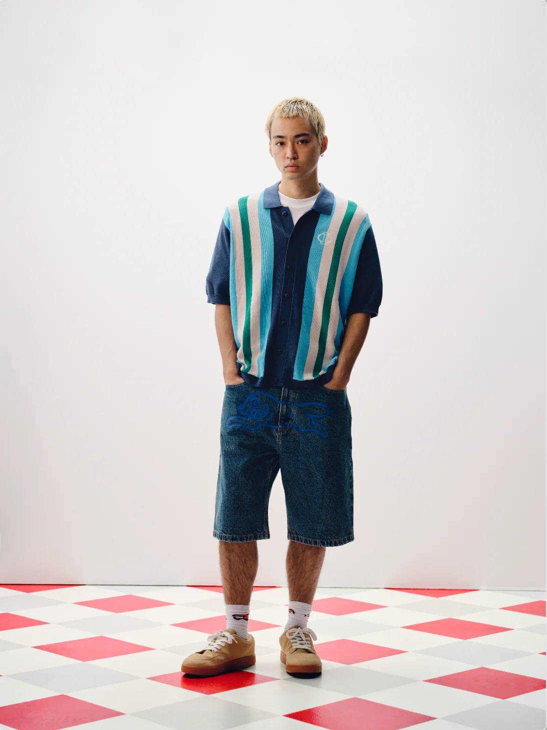 COLLARED KNITTED POLO SHIRT - NAVY - Image 4