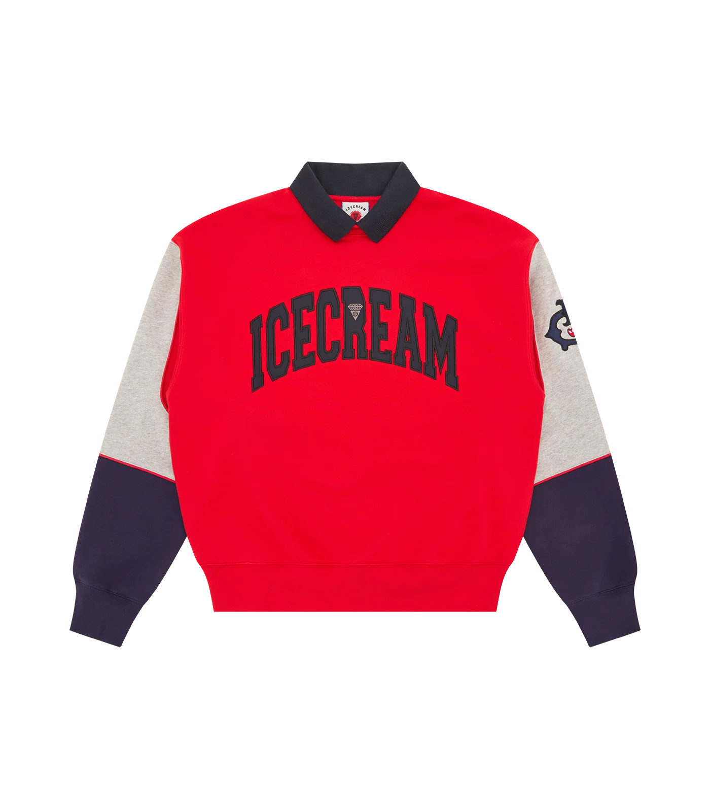 COLLARED WARM UP SWEATSHIRT - RED