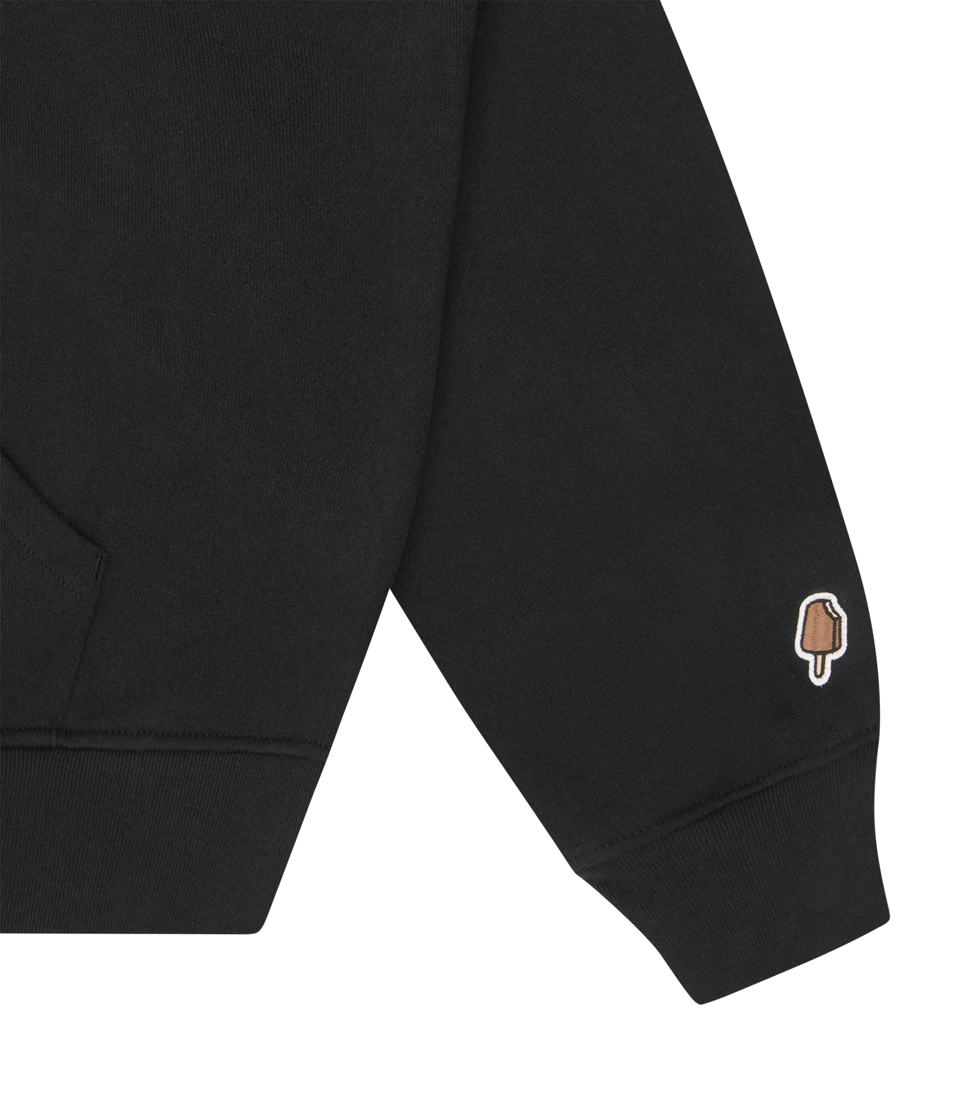COLLEGE APPLIQUE RUNNING DOG POPOVER HOOD - BLACK - Image 4