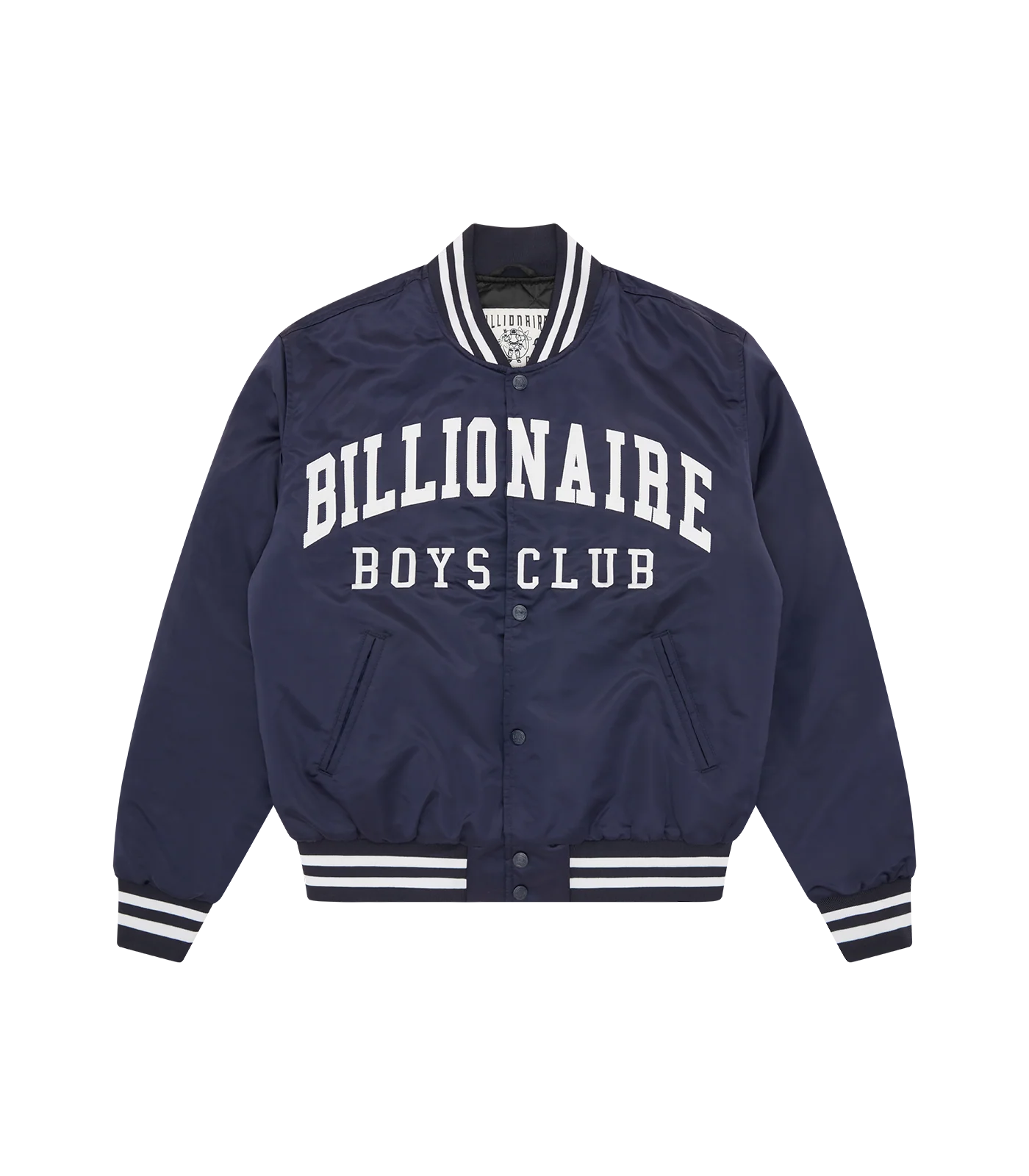 COLLEGE SATIN BOMBER JACKET - NAVY