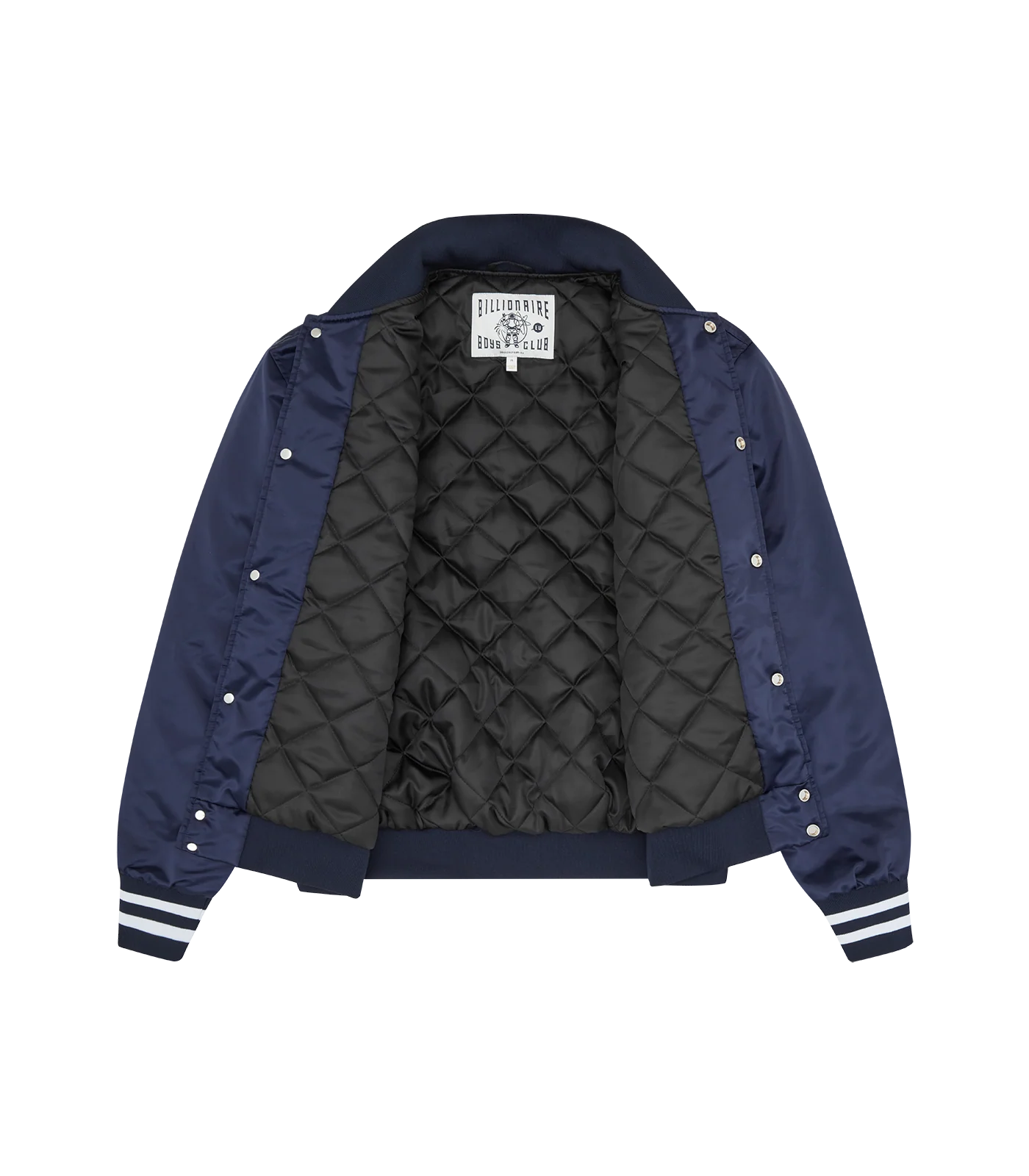 COLLEGE SATIN BOMBER JACKET - NAVY - Image 3