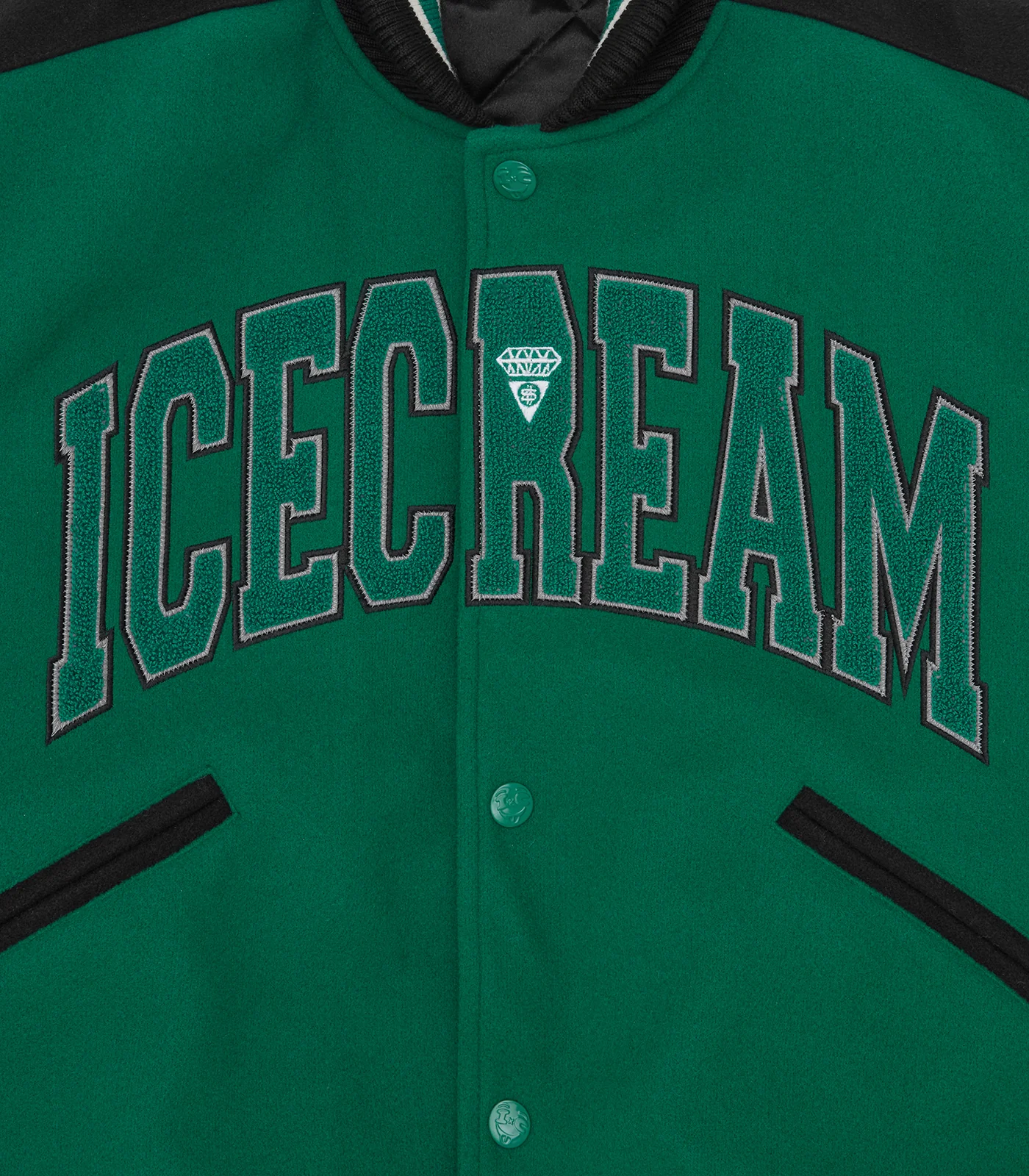 COLLEGE VARSITY JACKET - GREEN/BLACK - Image 6