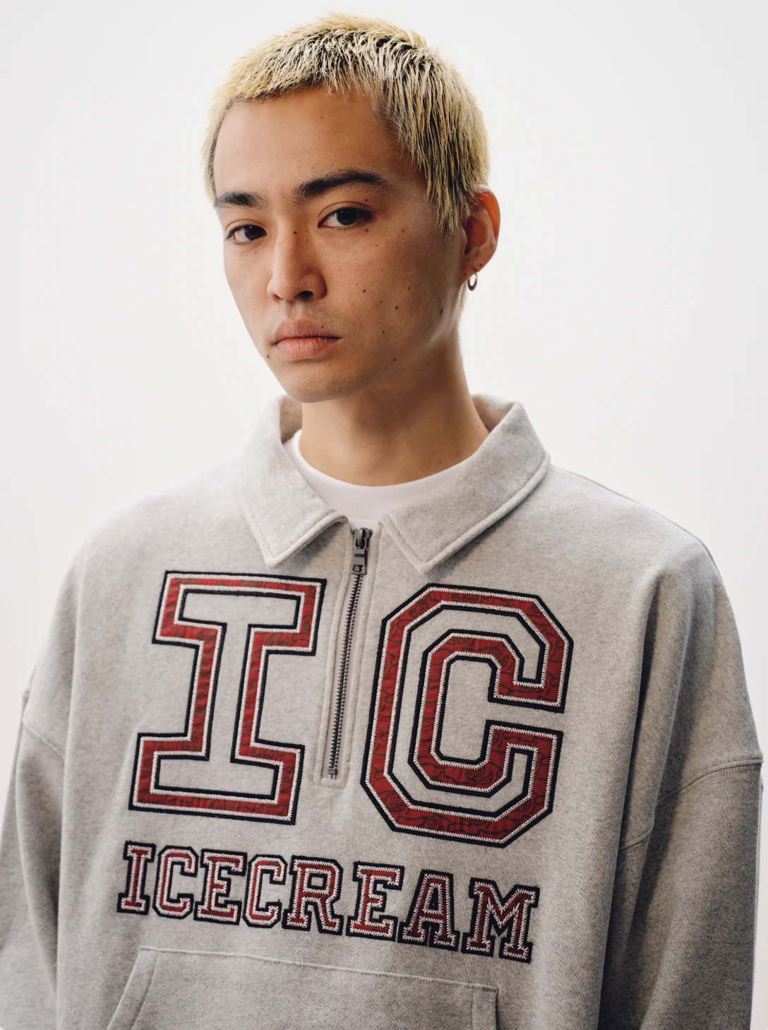 COLLEGIATE QUARTER ZIP SWEATSHIRT - HEATHER GREY - Image 3