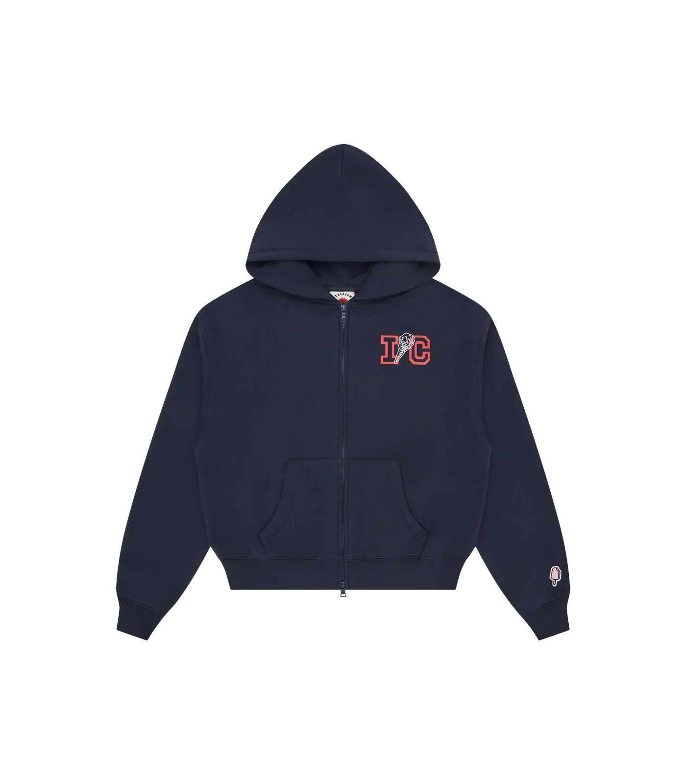 CONE CROPPED ZIP THROUGH HOOD - NAVY