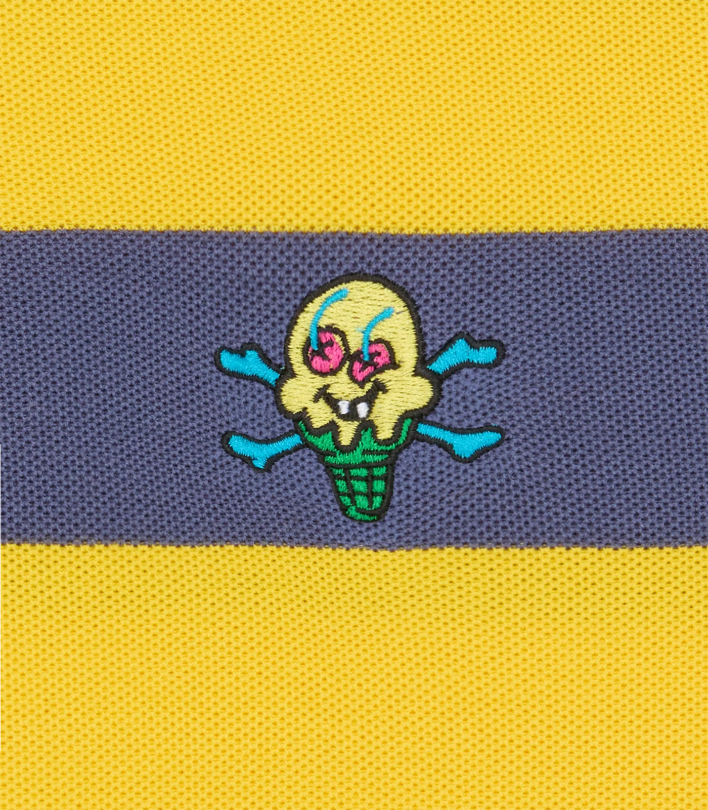 CONES & BONES POLO SHIRT - BLUE/YELLOW - Image 3