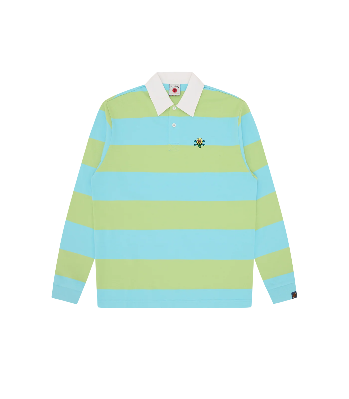 CONES & BONES STRIPED L/S RUGBY SHIRT - BLUE/GREEN