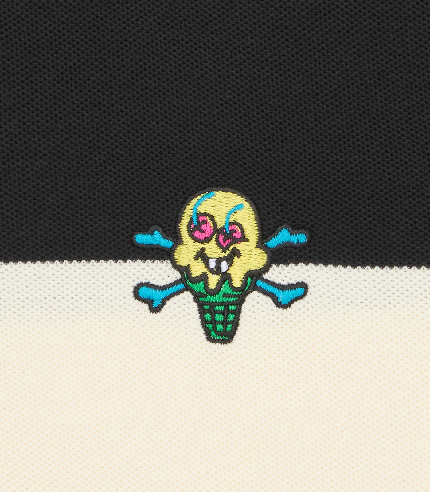 CONES & BONES STRIPED POLO SHIRT - BLACK/OFF-WHITE - Image 3