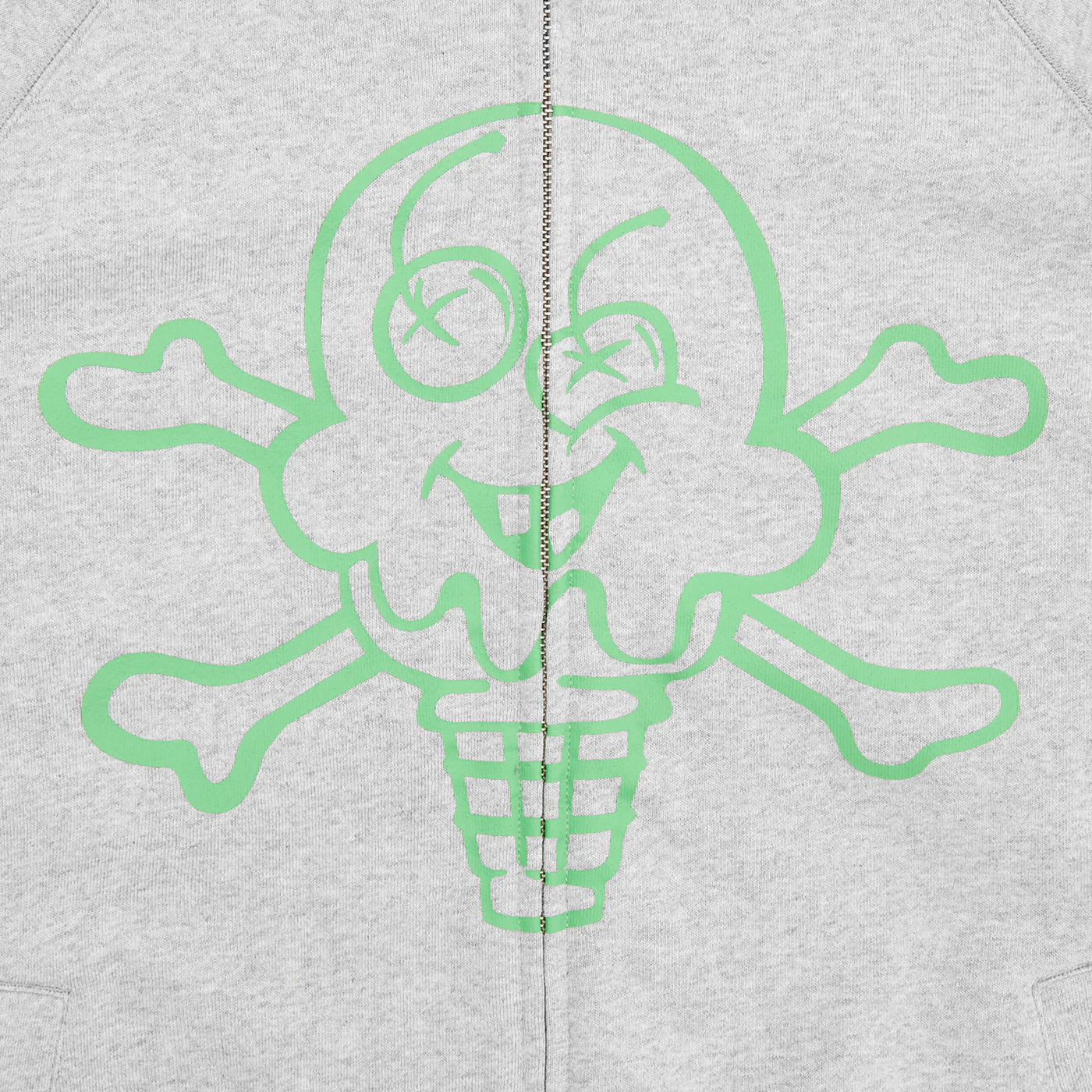 CONES & BONES ZIP THROUGH HOOD - HEATHER GREY - Image 3