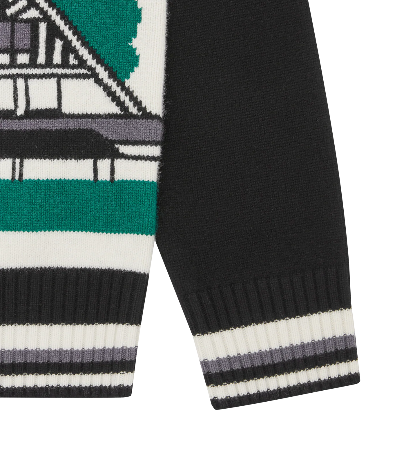 COUNTRY CLUB WOOL KNITTED COLLARED JUMPER - BLACK - Image 5