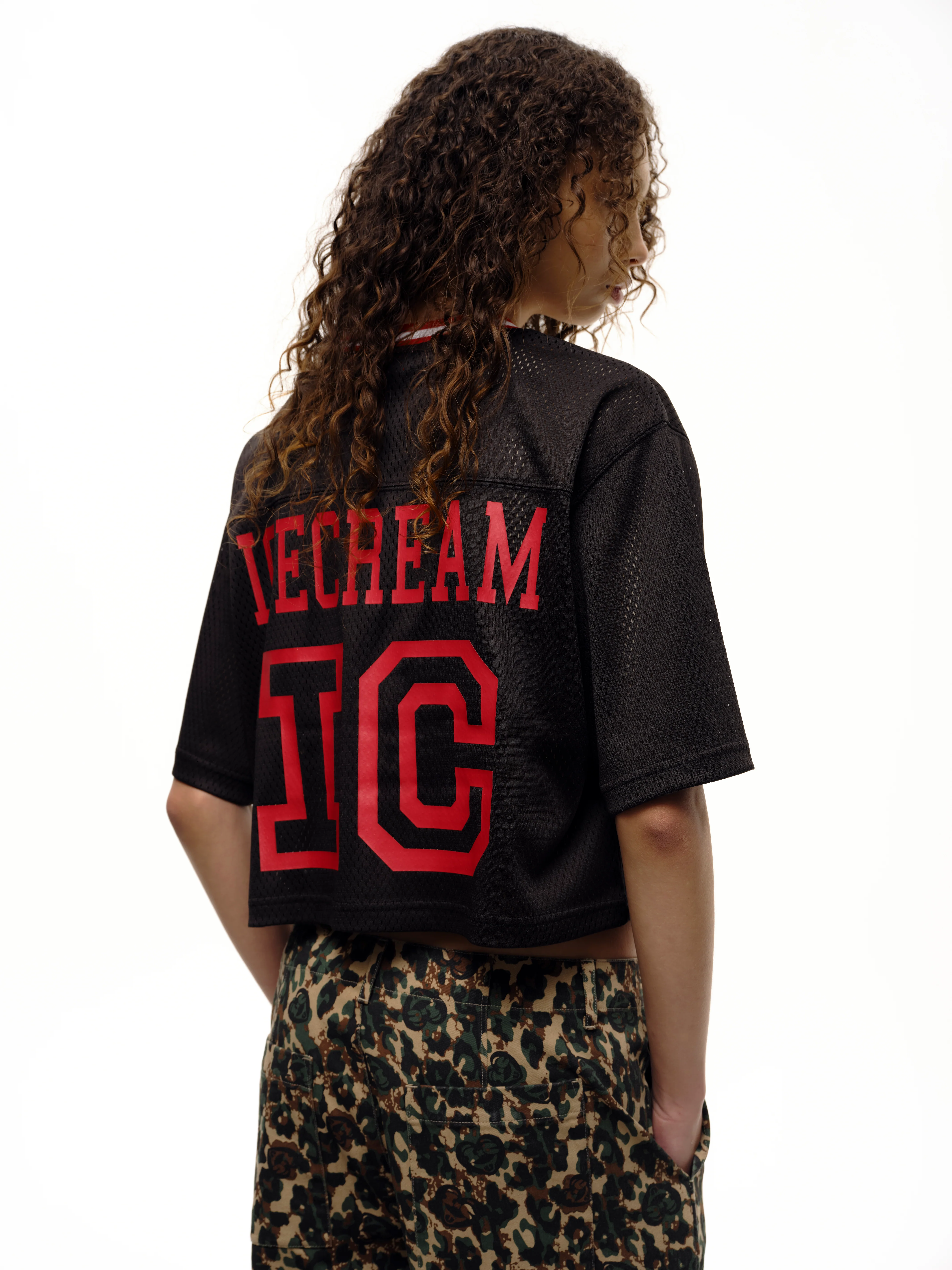 CROPPED FOOTBALL JERSEY - BLACK - Image 4