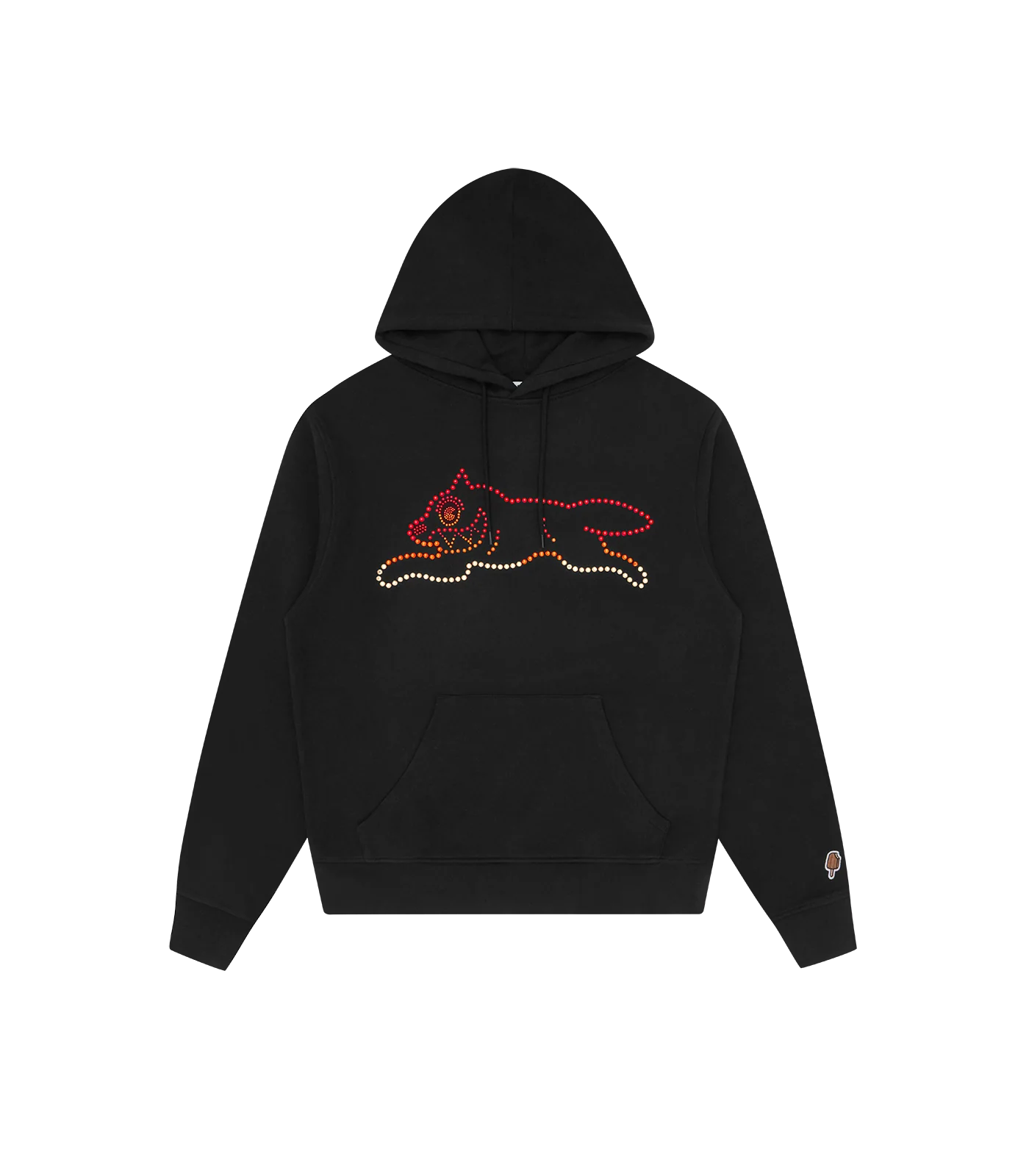 CRYSTAL RUNNING DOG POPOVER HOOD - BLACK